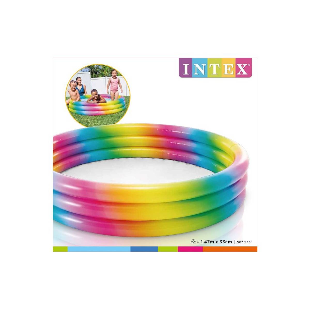 INTEX 58439NP Pool 3-Ring "Rainbow Ombre" 147x33cm Planschbecken Kinder