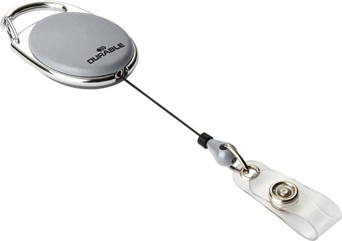 Ausweishalter m.Druckknopfschlaufe Band-L.800mm grau DURABLE
