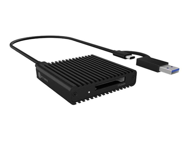 Schwarzes externes USB-Speichergerät mit geripptem Gehäuse und angeschlossenem USB-Kabel