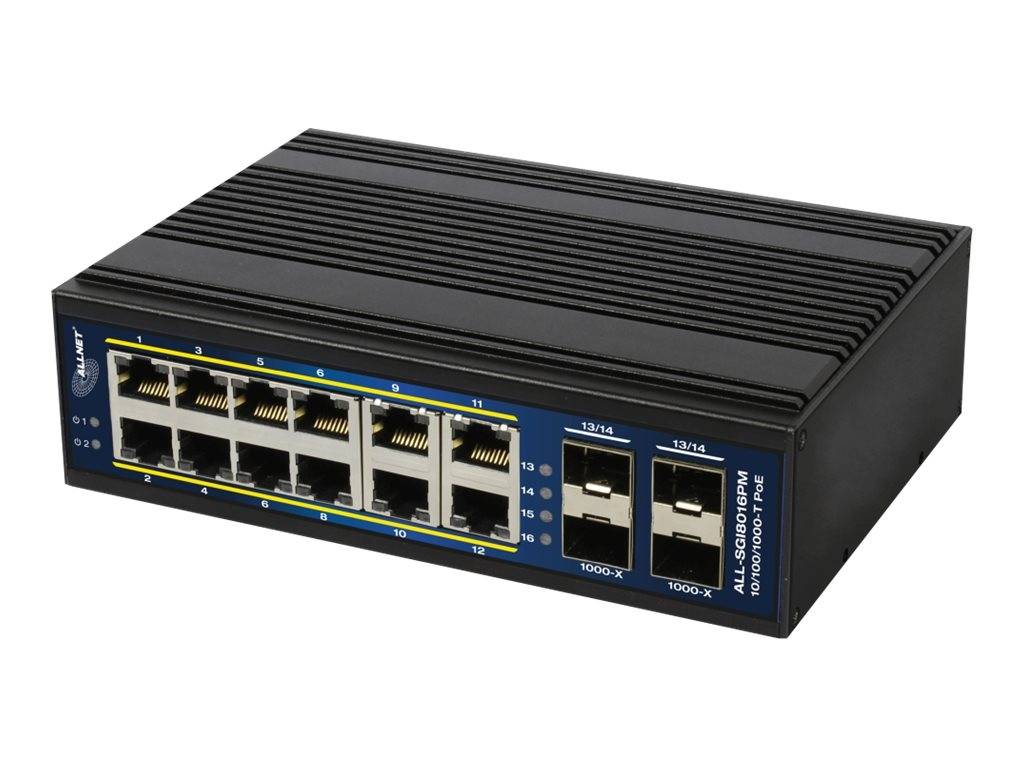 ALLNET ALL-SGI8016PM - Switch - L3 - managed - 12 x 10/100/1000 (PoE+) - + 4 x G