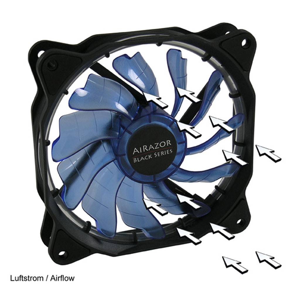 LC-Power LC-CF-120-TUBE-B, Gehäuselüfter AiRazor, 120x120x25mm, Hydrolager, blau