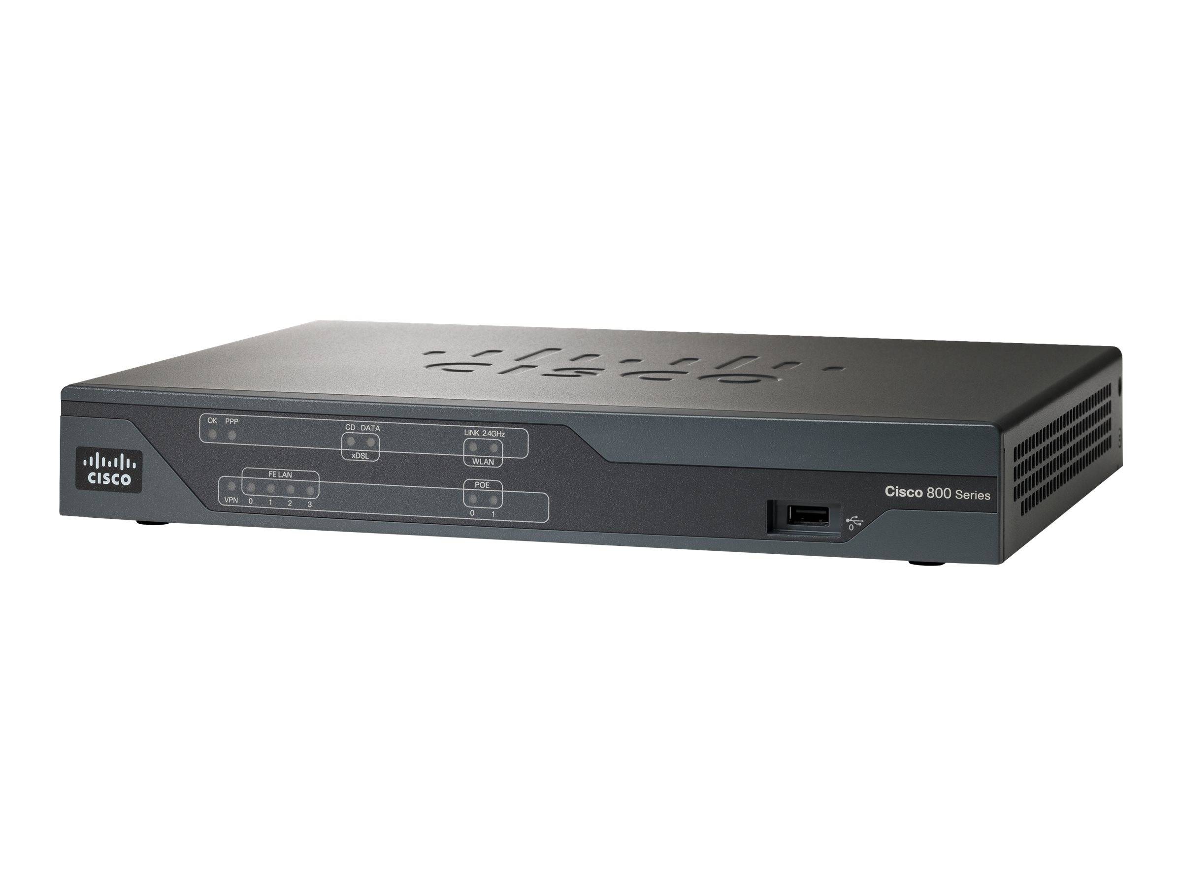 Cisco Black 800 Series Netzwerk-Router/Switch in dreiviertelseitiger Ansicht auf weißem Hintergrund.