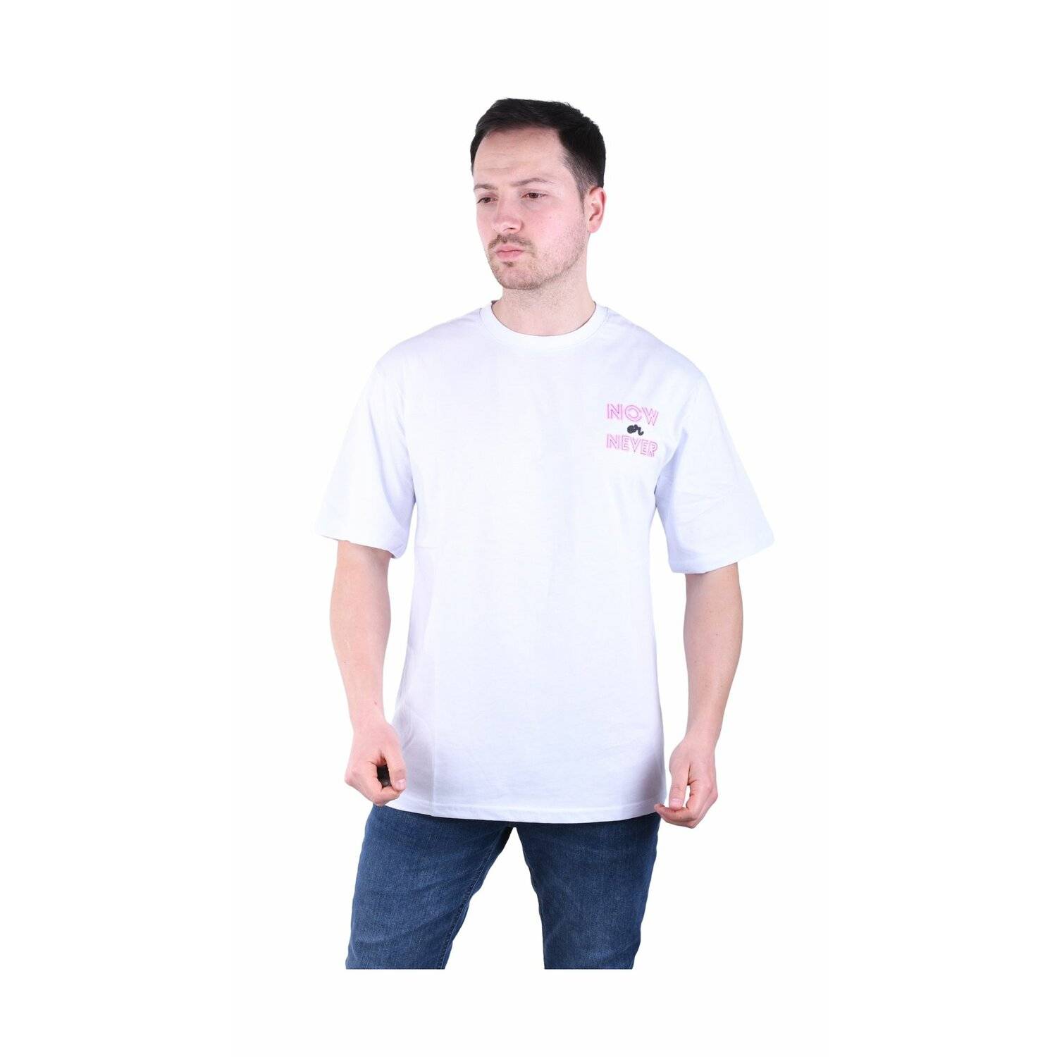 Herren T-Shirt Basic Long Tee Designer Shirt Tee Sommer Oversize TS-5004 M Weiß