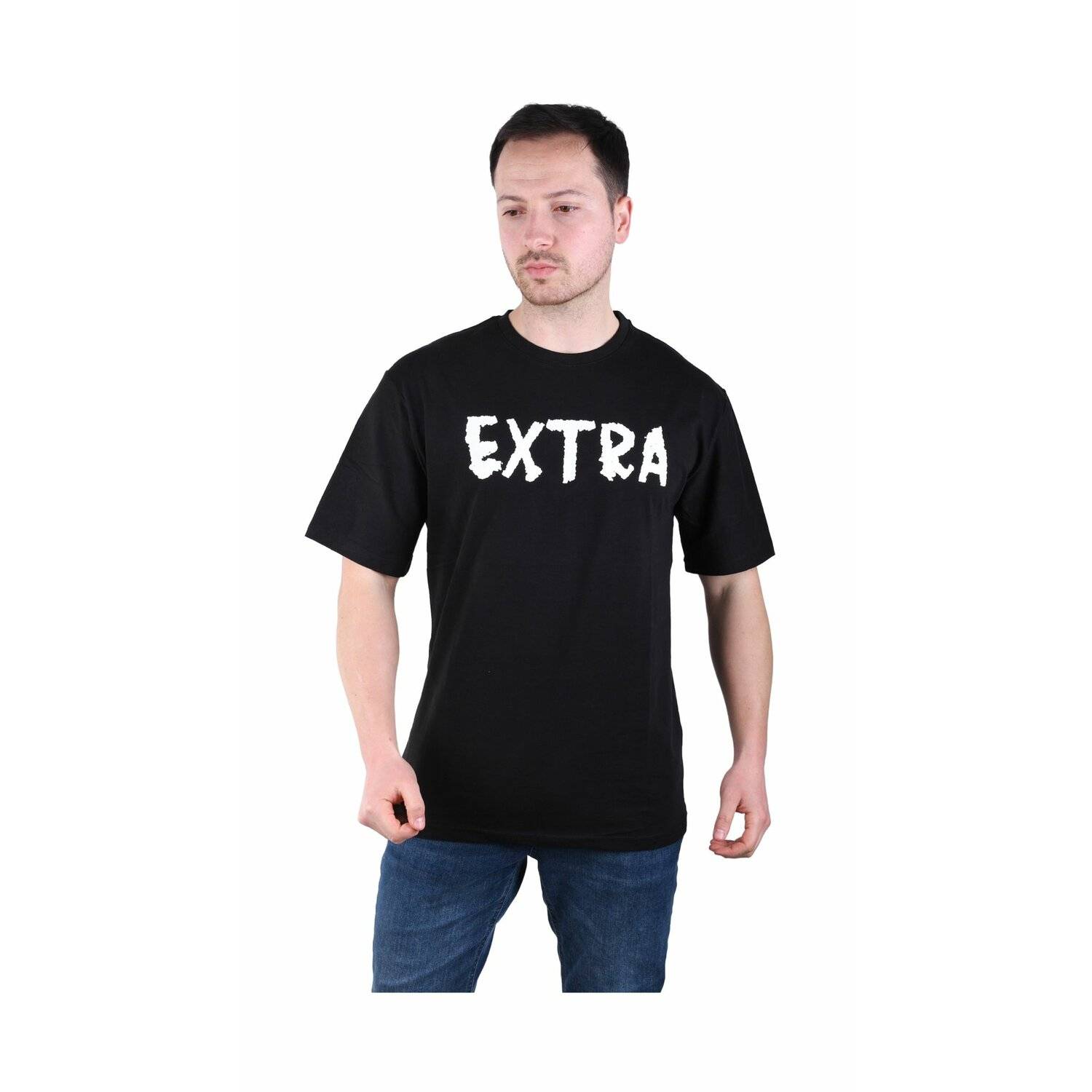 Herren T-Shirt Basic Long Tee Designer Shirt Tee Sommer Oversize TS-5003 S Schwarz