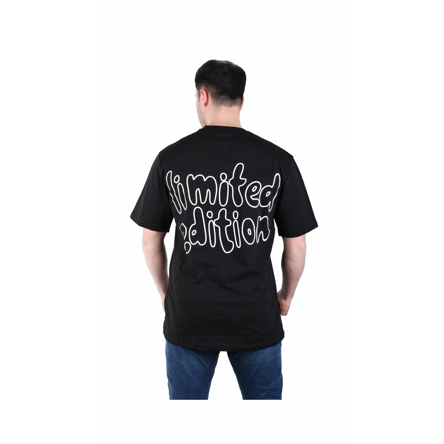 Oversize Herren T-Shirt Basic Long Tee Designer Shirt Basic Tee Sommer TS-5001 S Schwarz