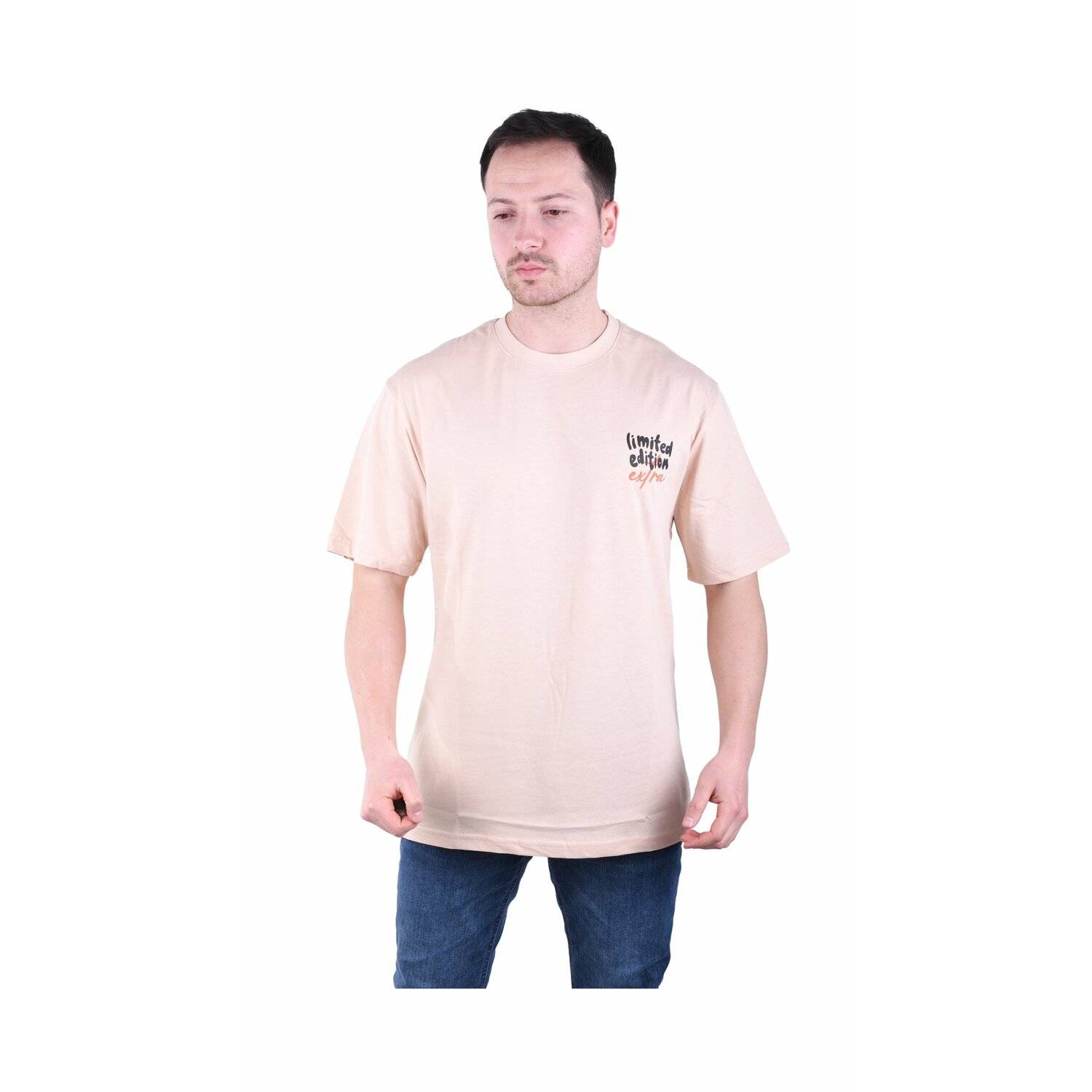 Oversize Herren T-Shirt Basic Long Tee Designer Shirt Basic Tee Sommer TS-5001 XL Beige