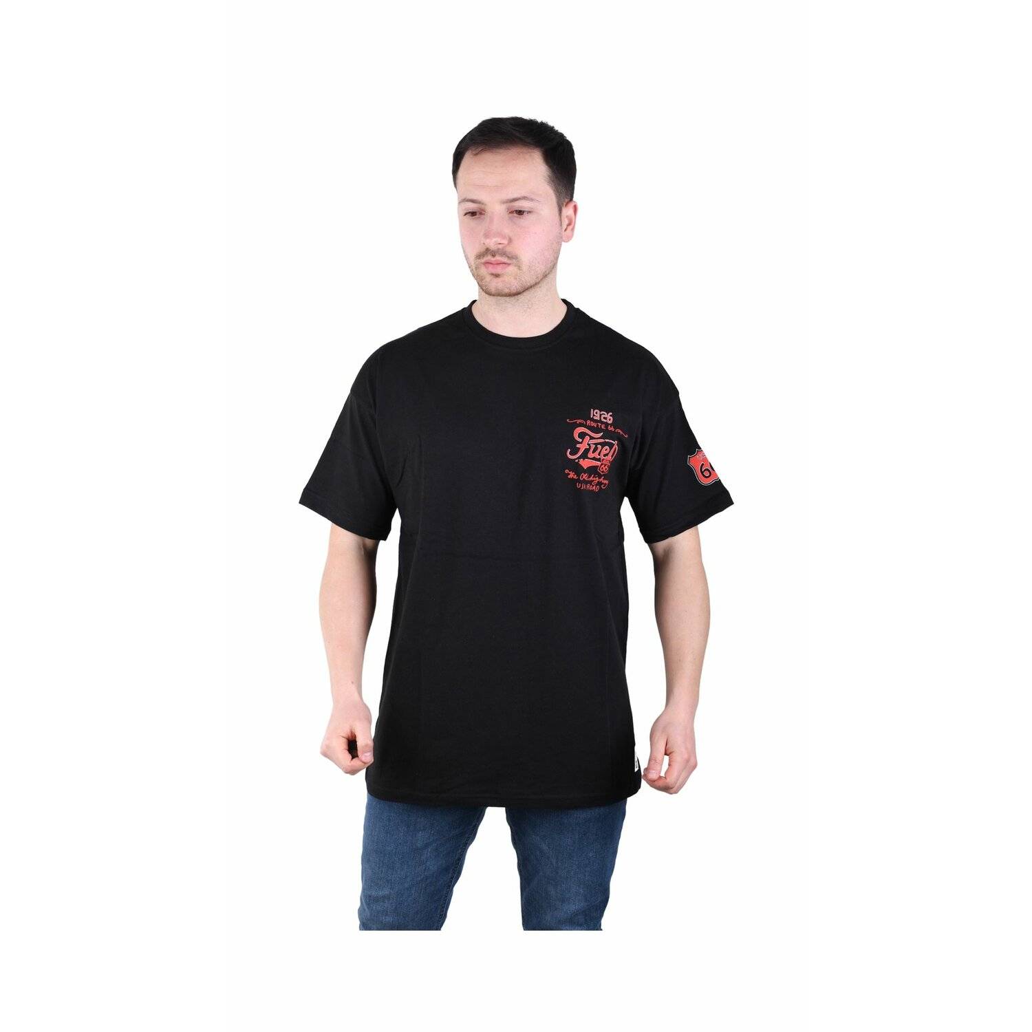 Herren T-Shirt Oversize Basic Long Tee Designer Shirt Basic Tee Sommer TS-5006 2XL Schwarz