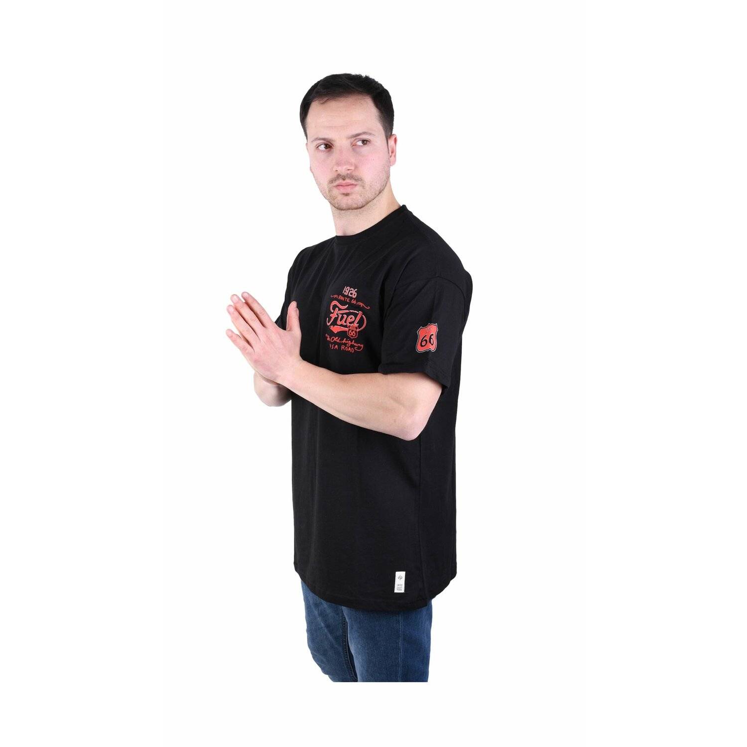 Herren T-Shirt Oversize Basic Long Tee Designer Shirt Basic Tee Sommer TS-5006 2XL Schwarz