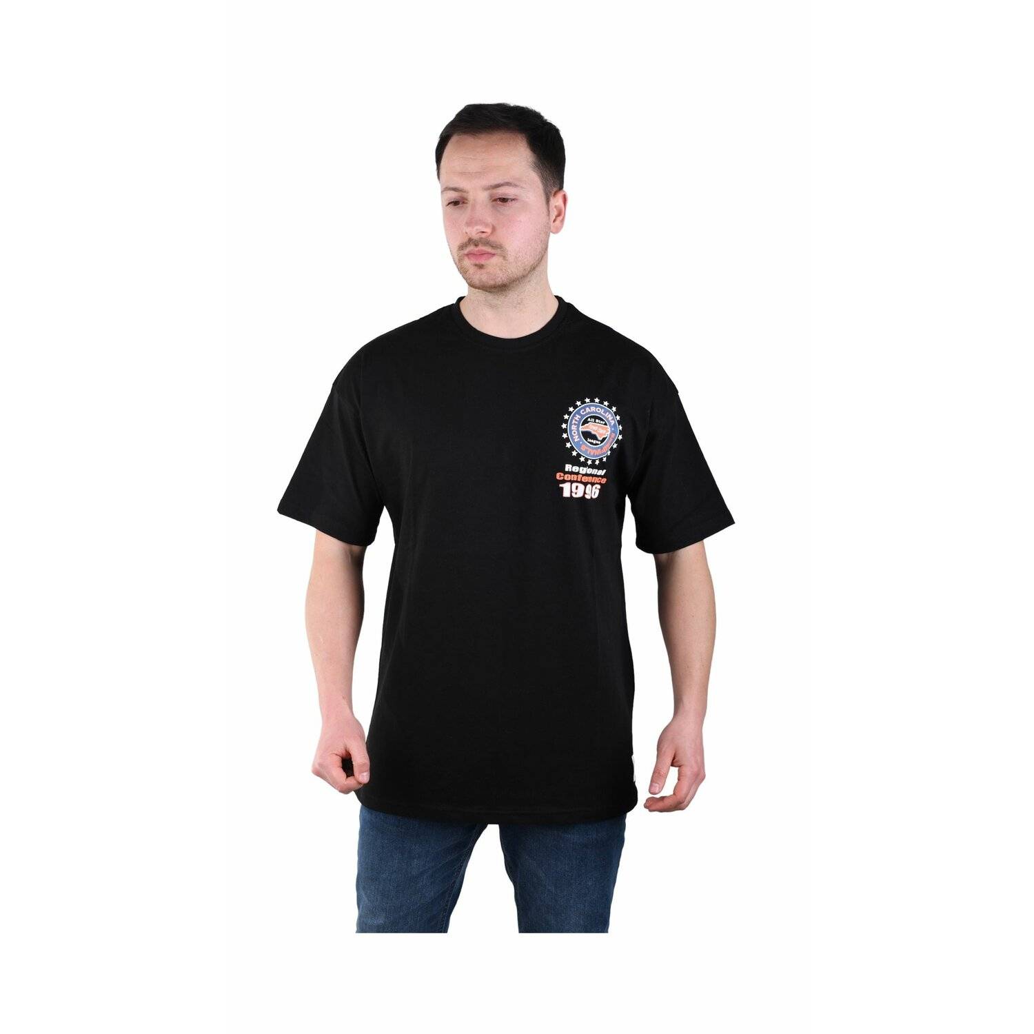 Oversize Herren T-Shirt Basic Long Tee Designer Shirt Basic Tee Sommer TS-5002 2XL Schwarz