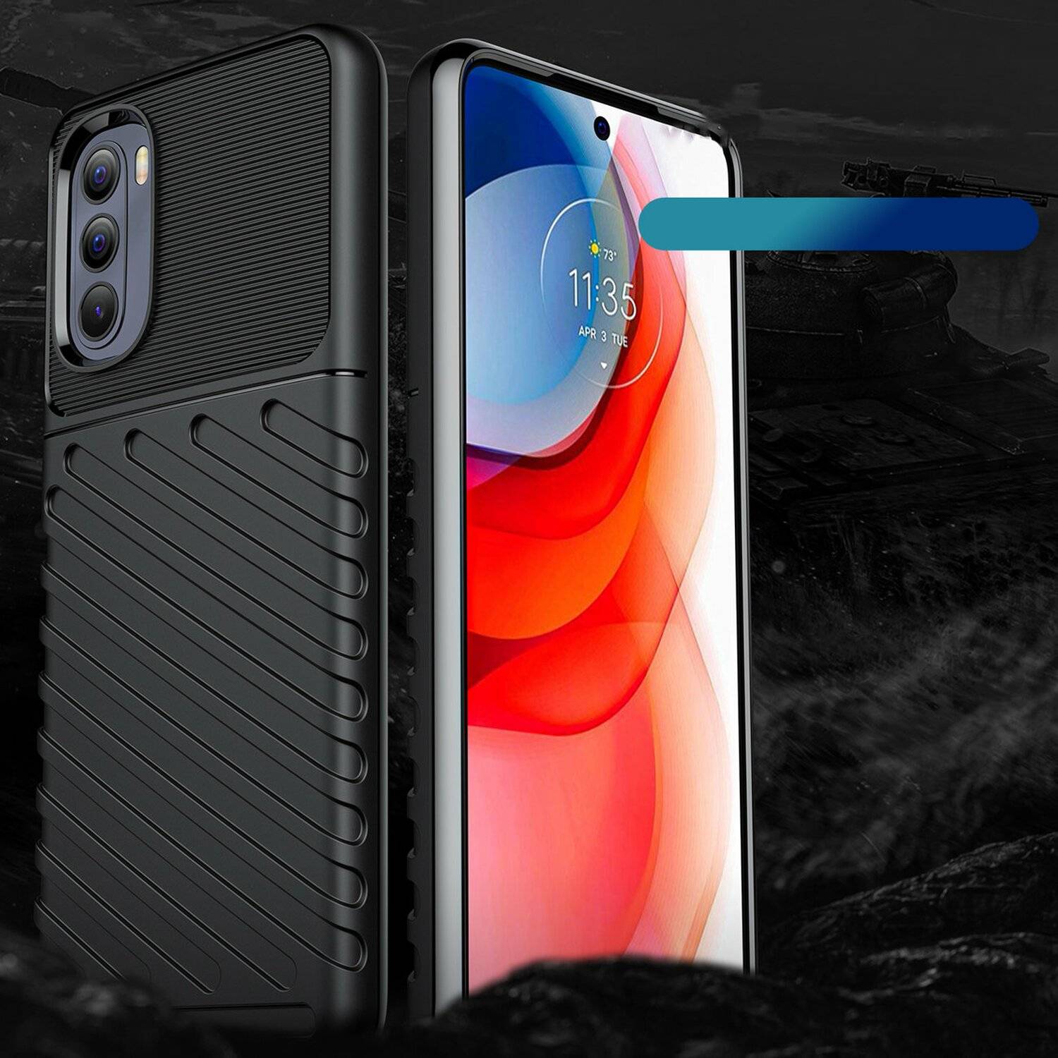 Hybrid Armor Etui SchutzHülle "Thunder" Case Bumper Cover Handyhülle Matt Hülle Robust Rutschfest für Motorola Moto G Stylus 2022