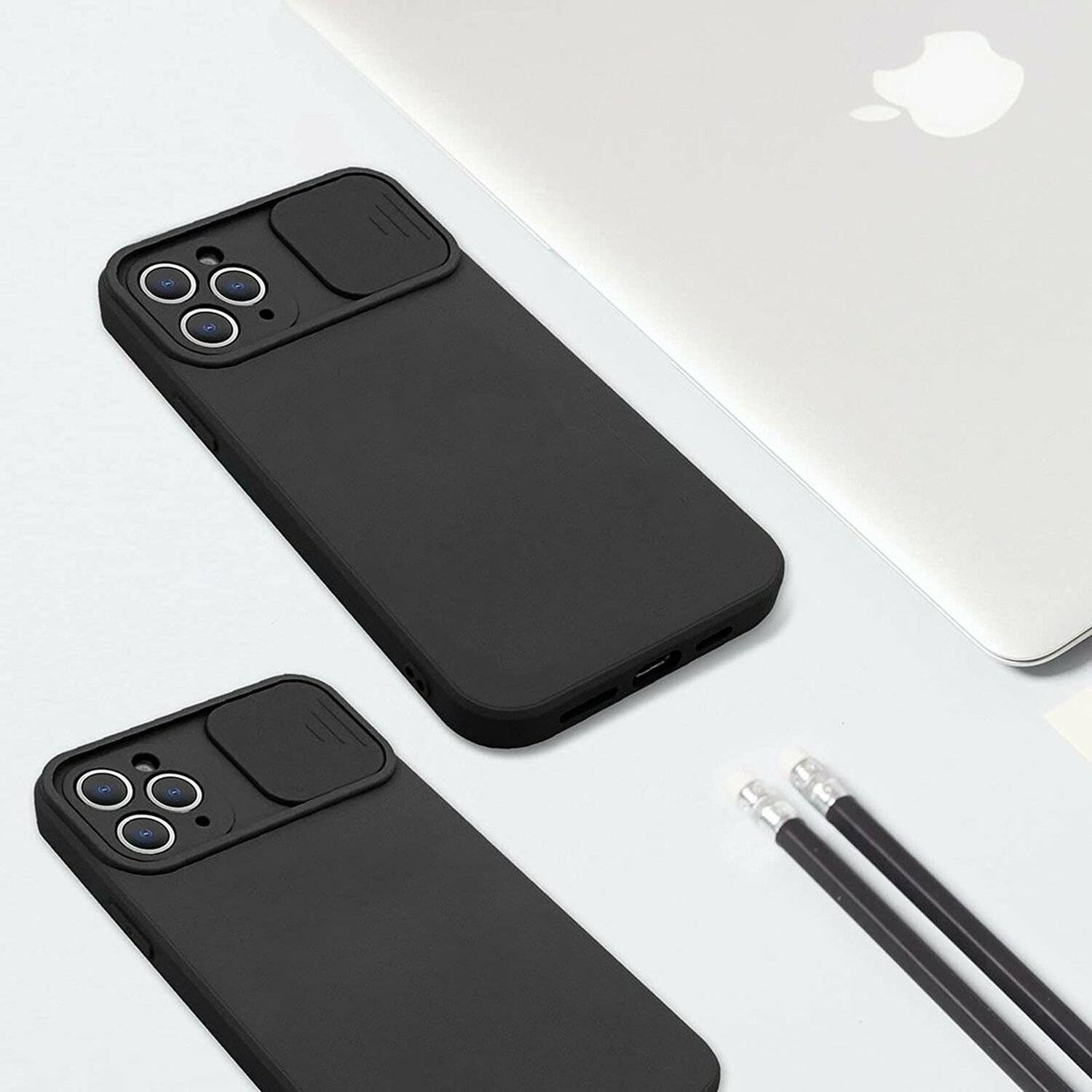 CamShield Silikon Cover Case Slim Handyhülle Schutzhülle mit Kameraschutz Kameraabdeckung für Vivo Y11s Schwarz