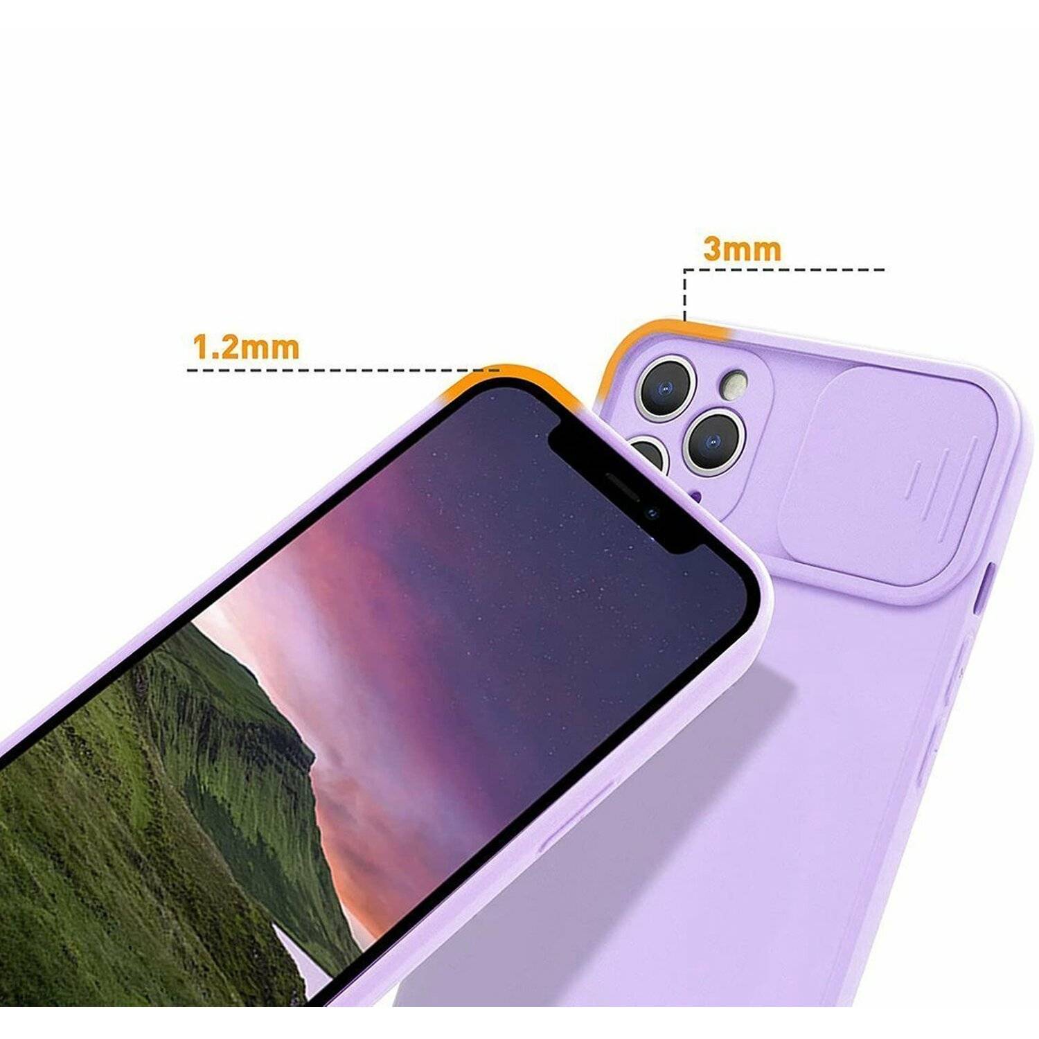 CamShield Silikon Cover Case Slim Handyhülle Schutzhülle mit Kameraschutz Kameraabdeckung für Vivo Y11s Lila