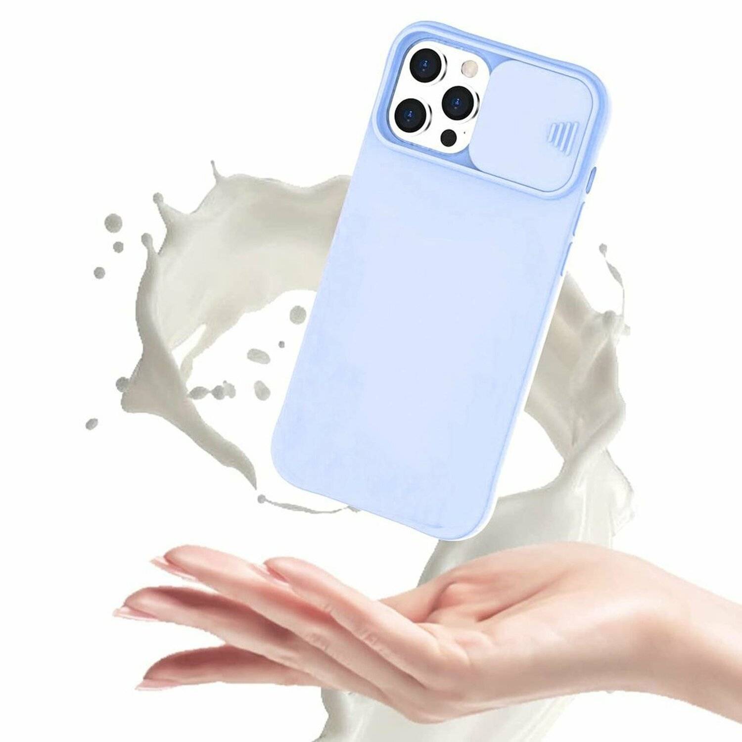 CamShield Silikon Cover Case Slim Handyhülle Schutzhülle mit Kameraschutz Kameraabdeckung für Realme C21Y Hellblau