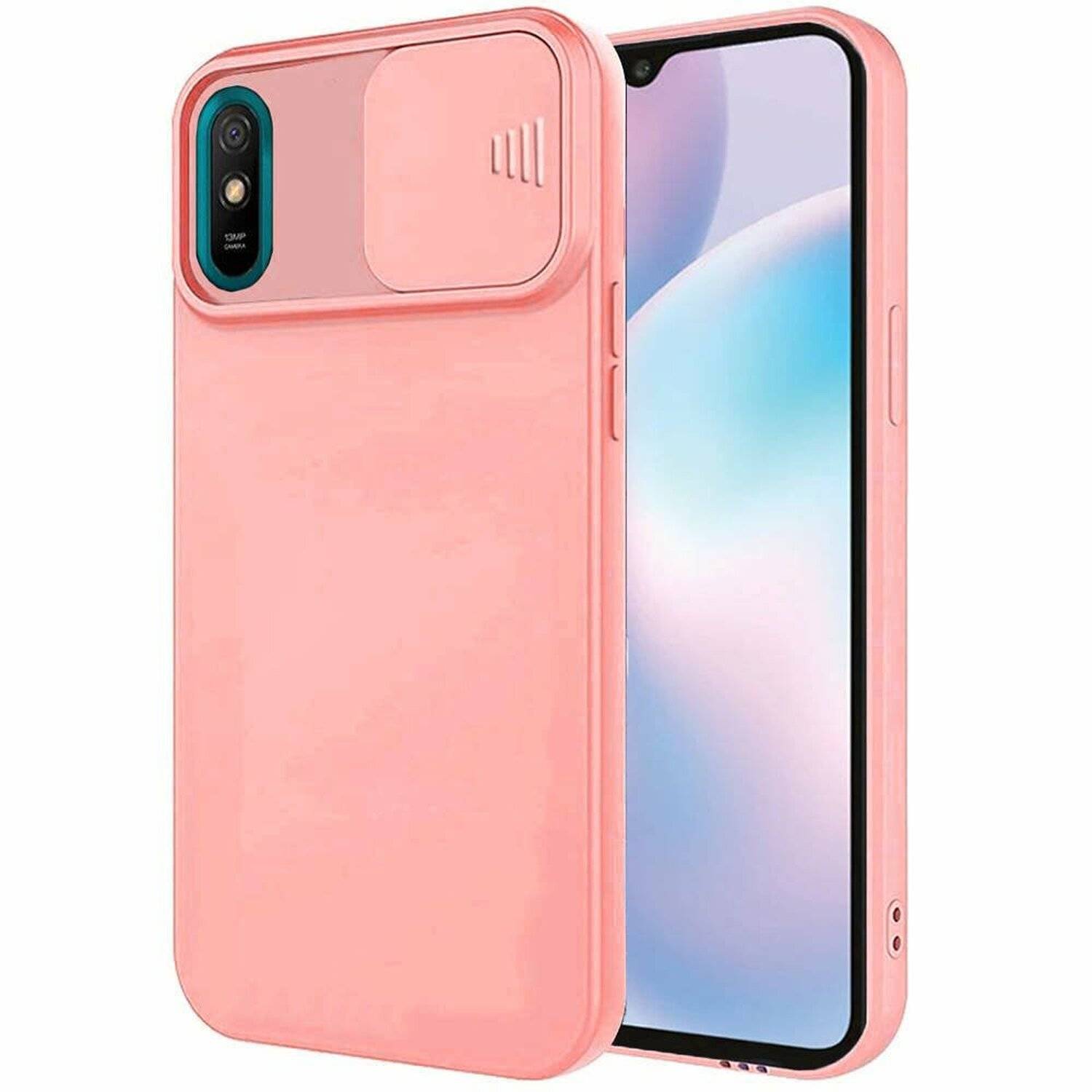 CamShield Silikon Cover Case Slim Handyhülle Schutzhülle mit Kameraschutz Kameraabdeckung für Realme C21Y Pfirsich