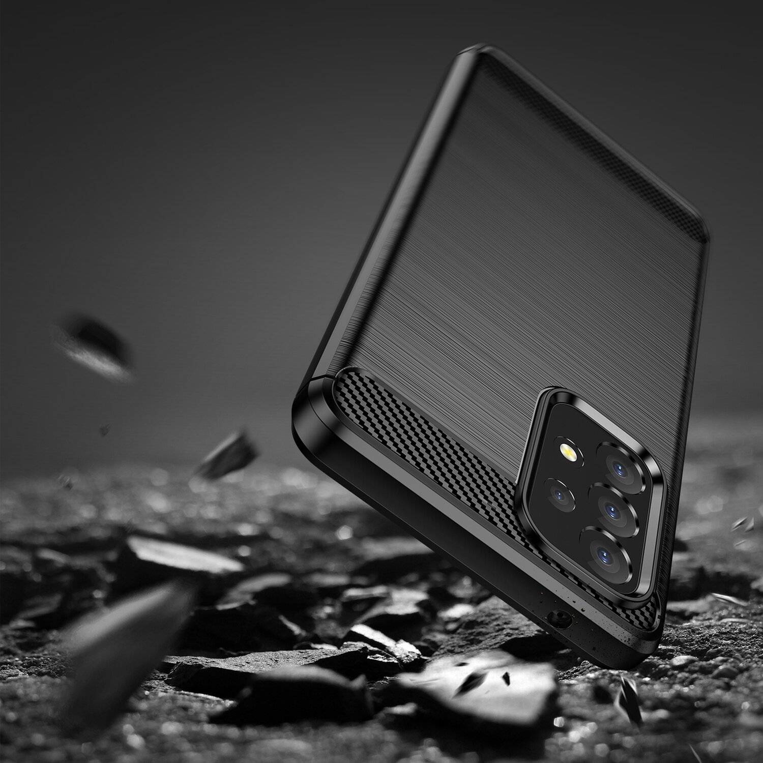 Silikon Hülle Bumper Carbon für SAMSUNG GALAXY A53 5G Case TPU Soft Handyhülle Cover Schutzhülle Schwarz