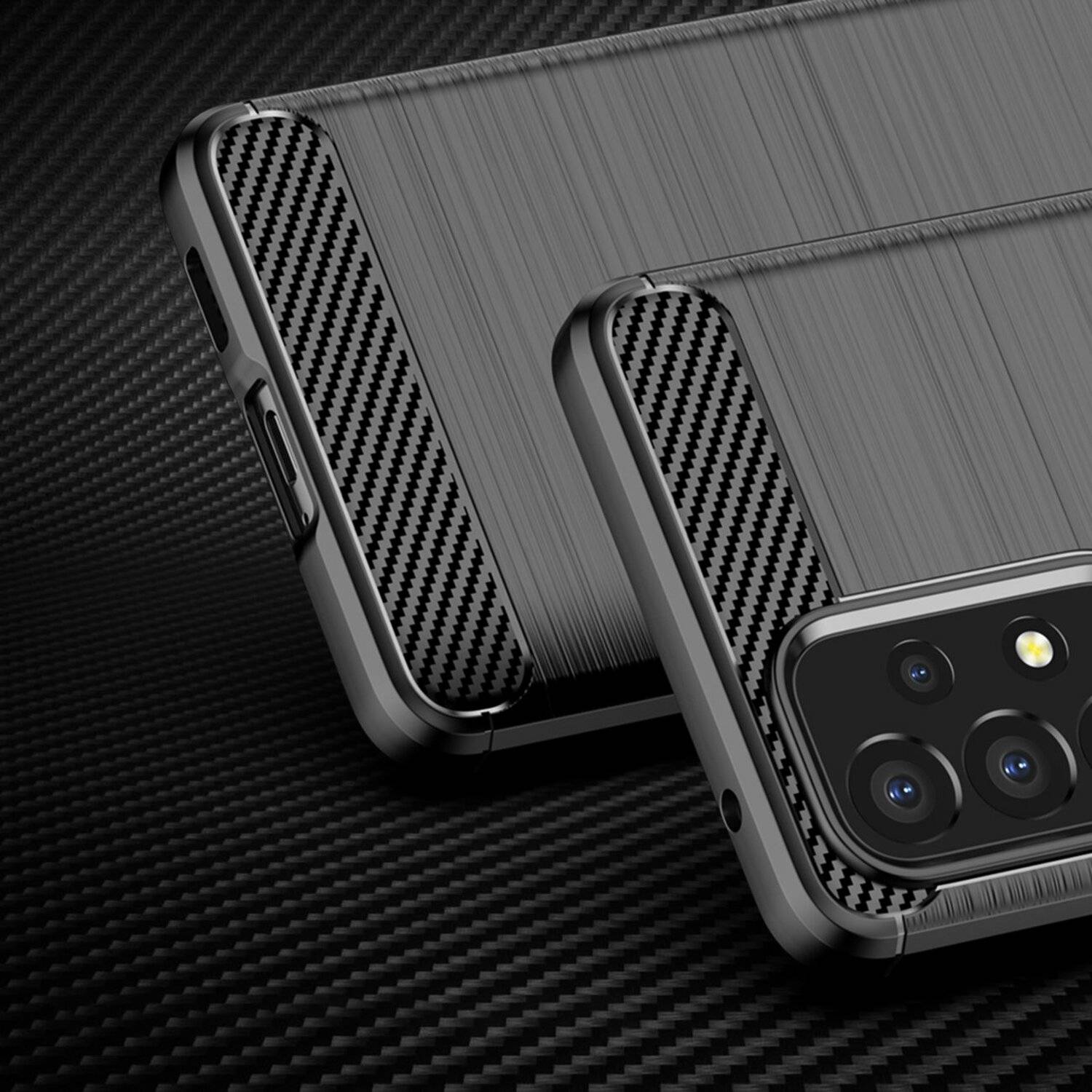 Silikon Hülle Bumper Carbon für SAMSUNG GALAXY A53 5G Case TPU Soft Handyhülle Cover Schutzhülle Schwarz
