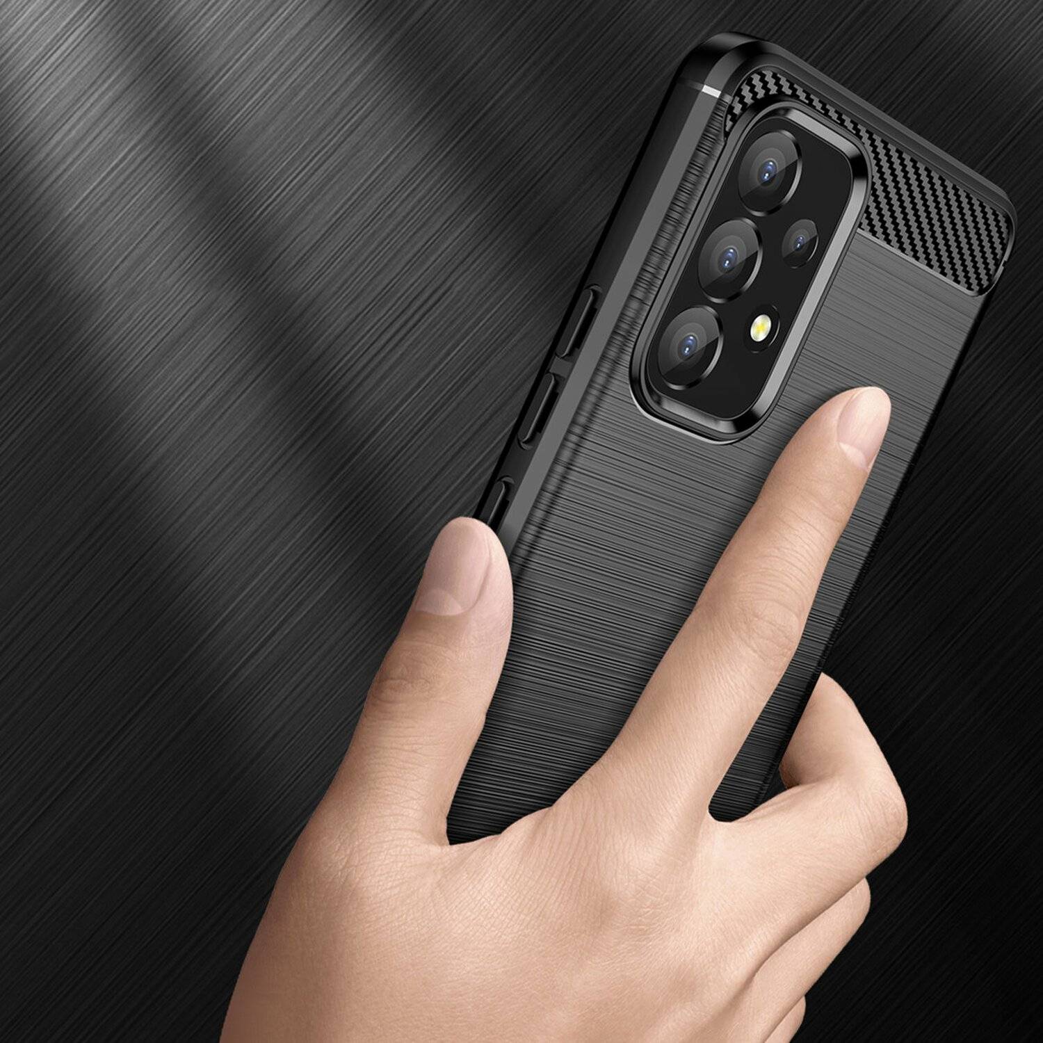 Silikon Hülle Bumper Carbon für SAMSUNG GALAXY A53 5G Case TPU Soft Handyhülle Cover Schutzhülle Schwarz