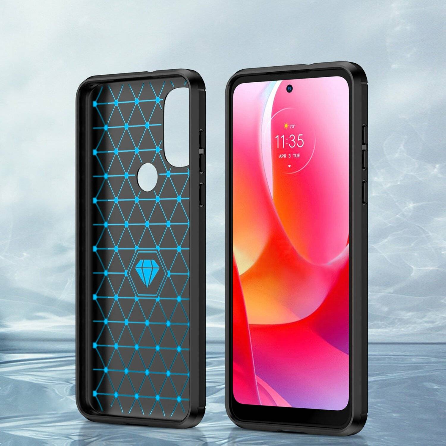 Silikon Hülle Carbon für Motorola Moto G Power 2022 TPU Case Soft Handyhülle Cover Schutzhülle Schwarz