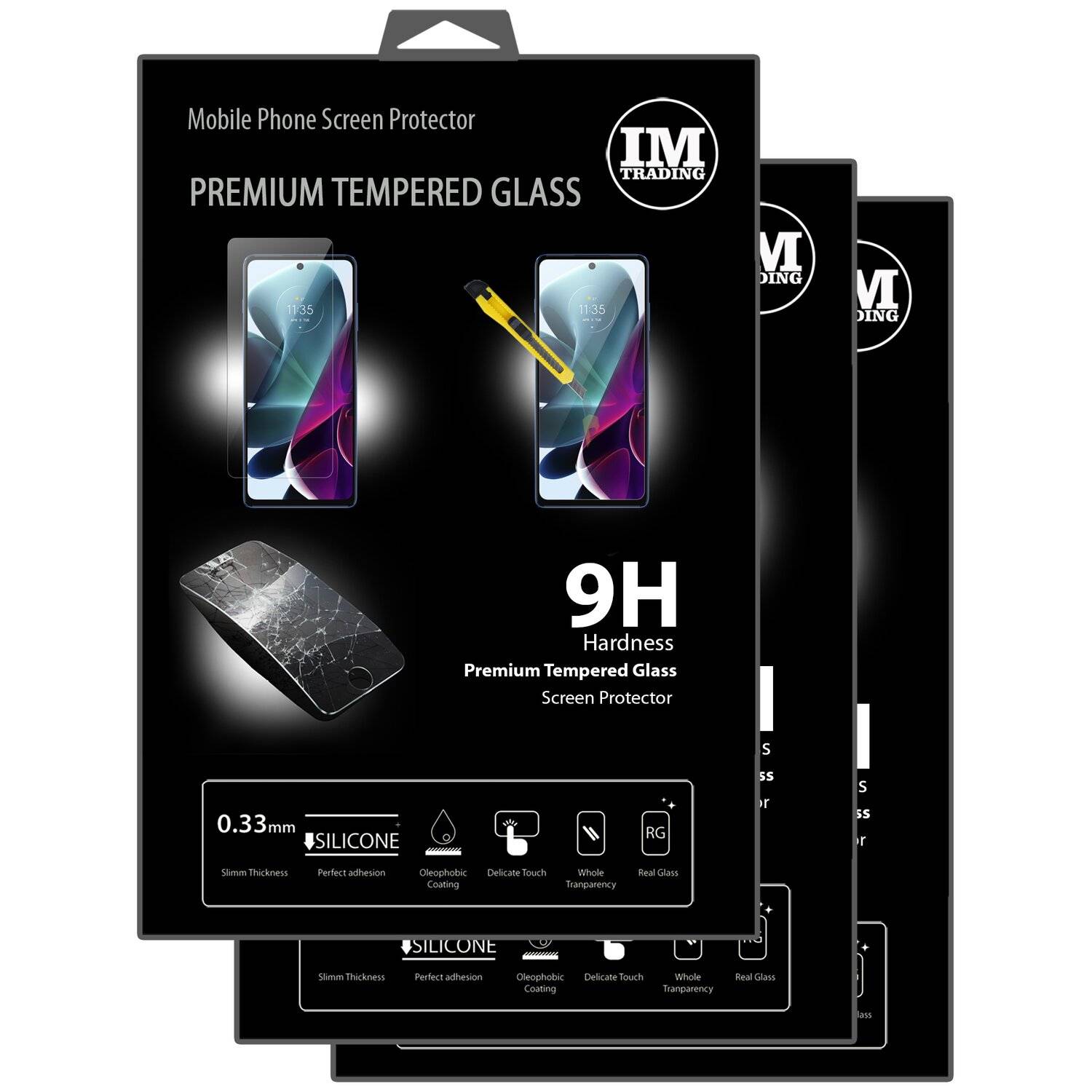 3X Schutz Glas 9H Tempered Glass Display Schutz Folie Display Glas Screen Protector für Motorola Moto G200 5G