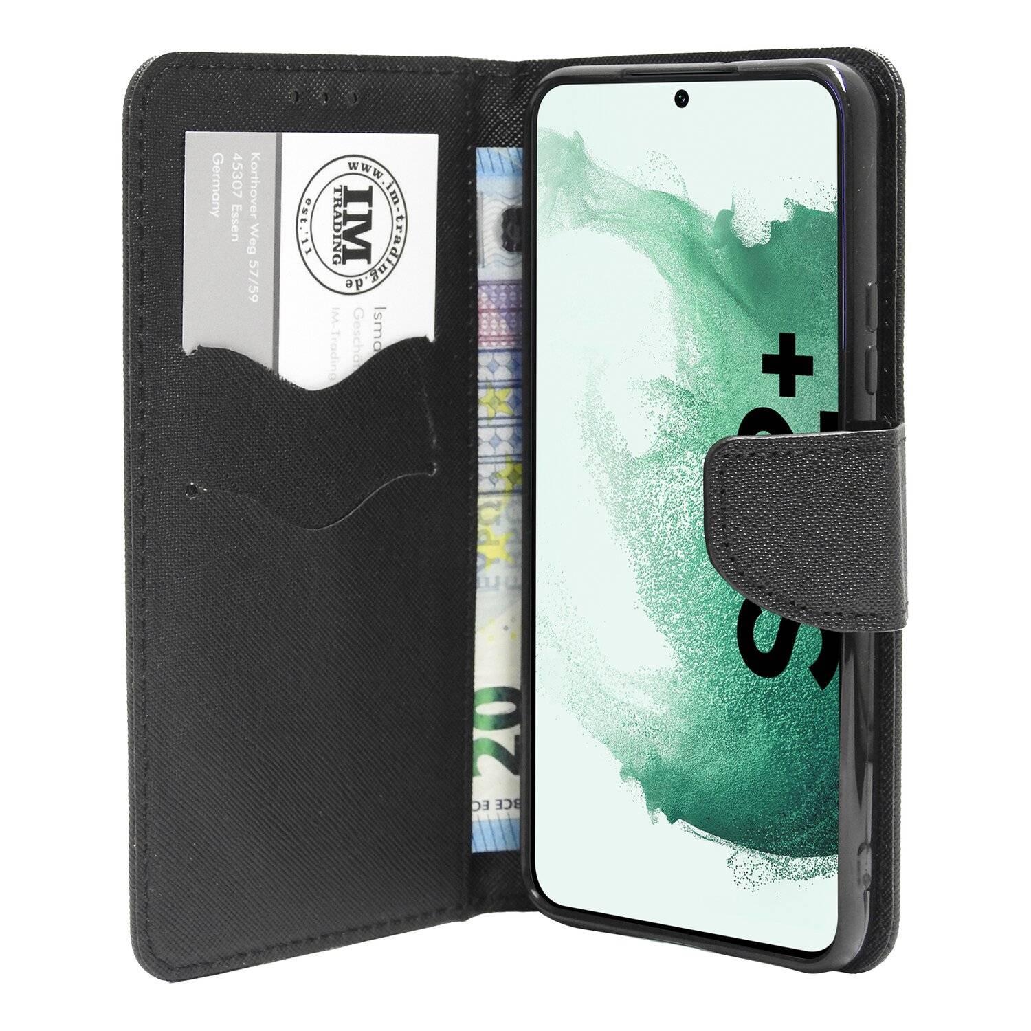 Buch Tasche "Fancy" für SAMSUNG GALAXY S22 PLUS Handy Hülle Etui Schutzhülle mit Standfunktion, Kartenfach Schwarz