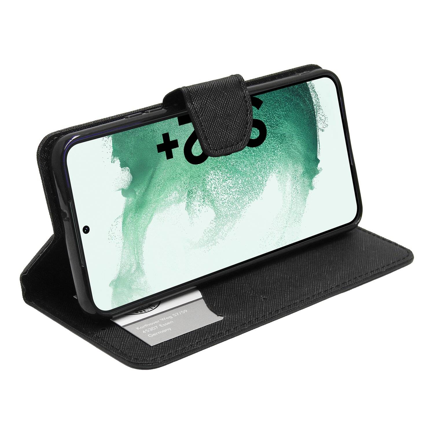 Buch Tasche "Fancy" für SAMSUNG GALAXY S22 PLUS Handy Hülle Etui Schutzhülle mit Standfunktion, Kartenfach Schwarz