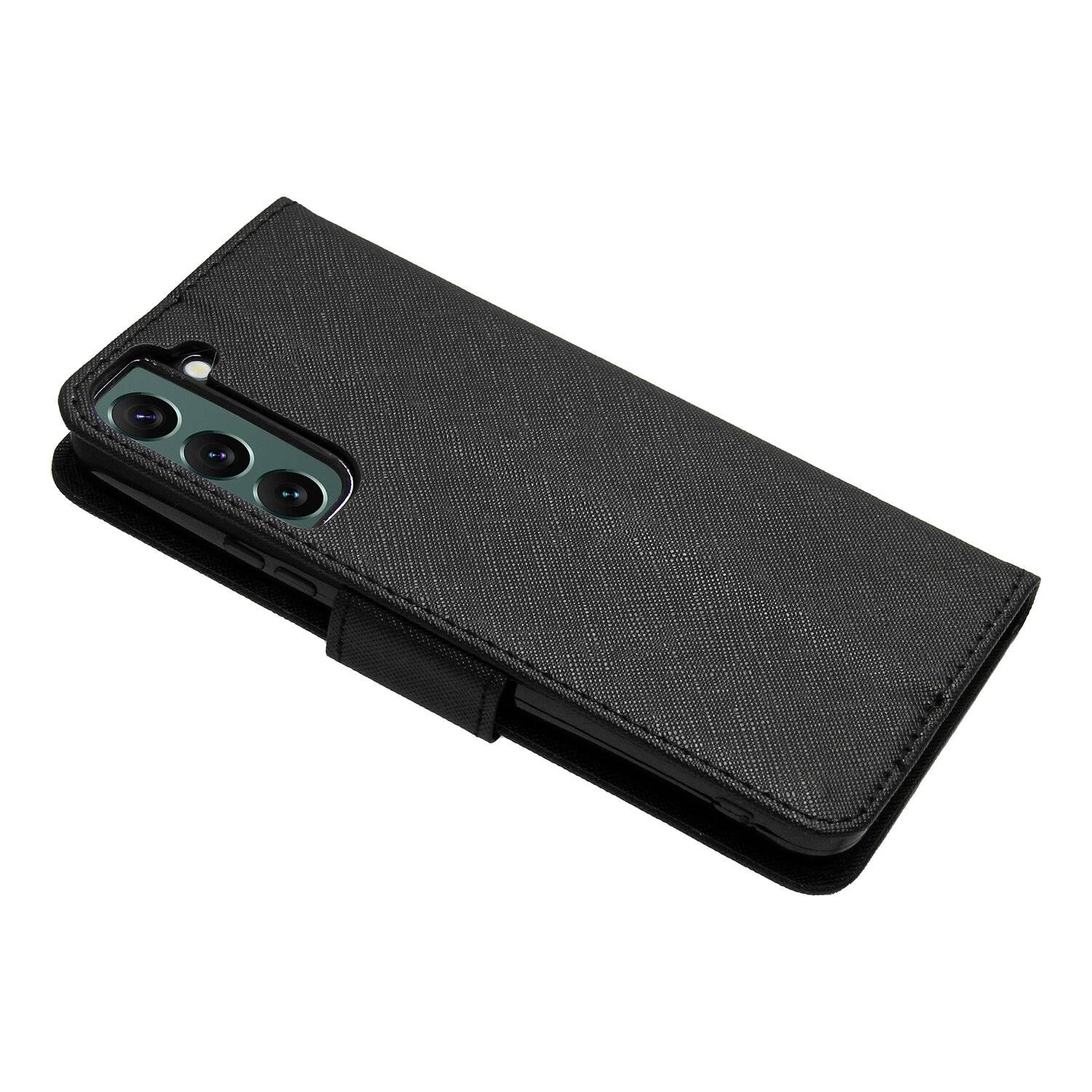 Buch Tasche "Fancy" für SAMSUNG GALAXY S22 PLUS Handy Hülle Etui Schutzhülle mit Standfunktion, Kartenfach Schwarz