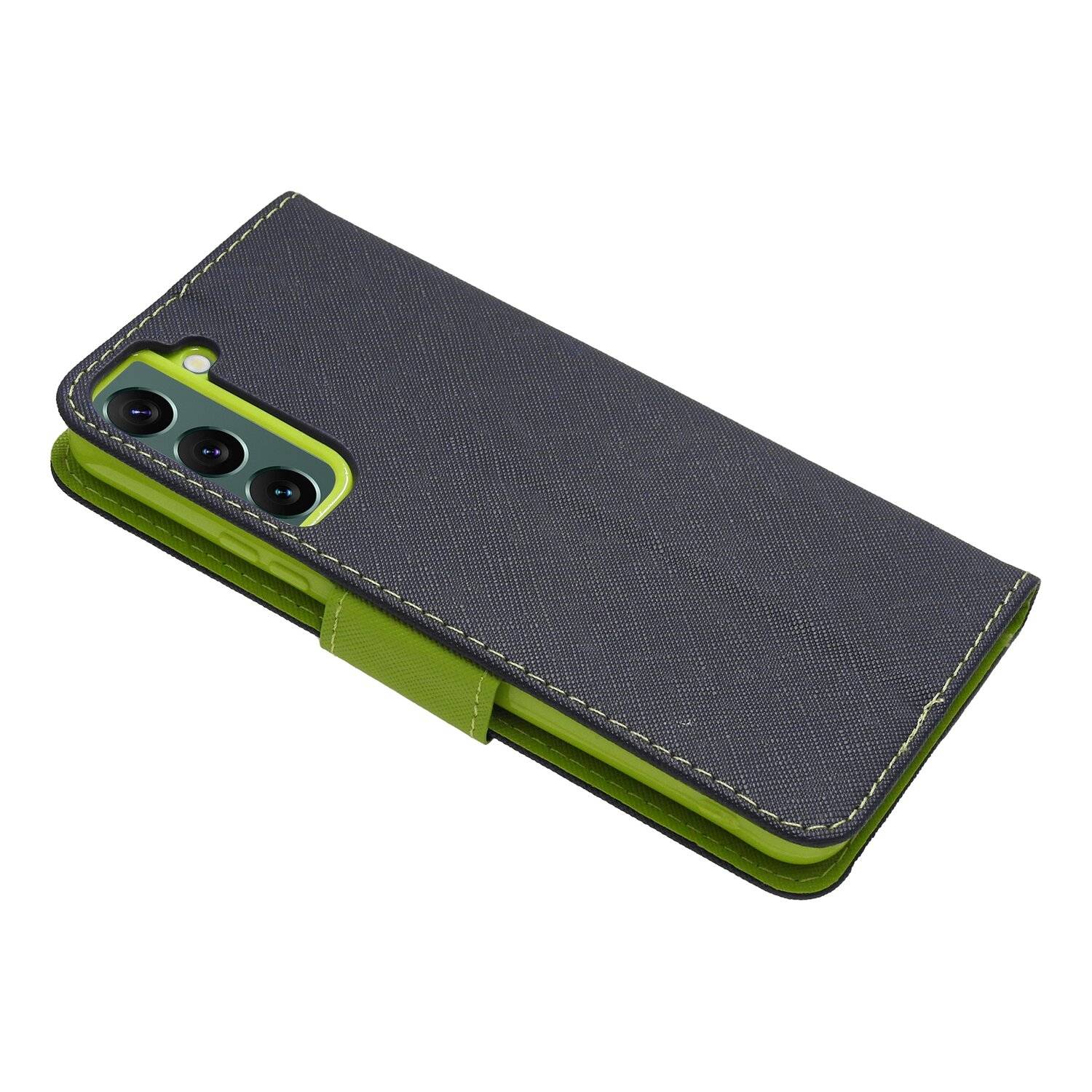 Buch Tasche "Fancy" für SAMSUNG GALAXY S22 PLUS Handy Hülle Etui Schutzhülle mit Standfunktion, Kartenfach Blau-Grün