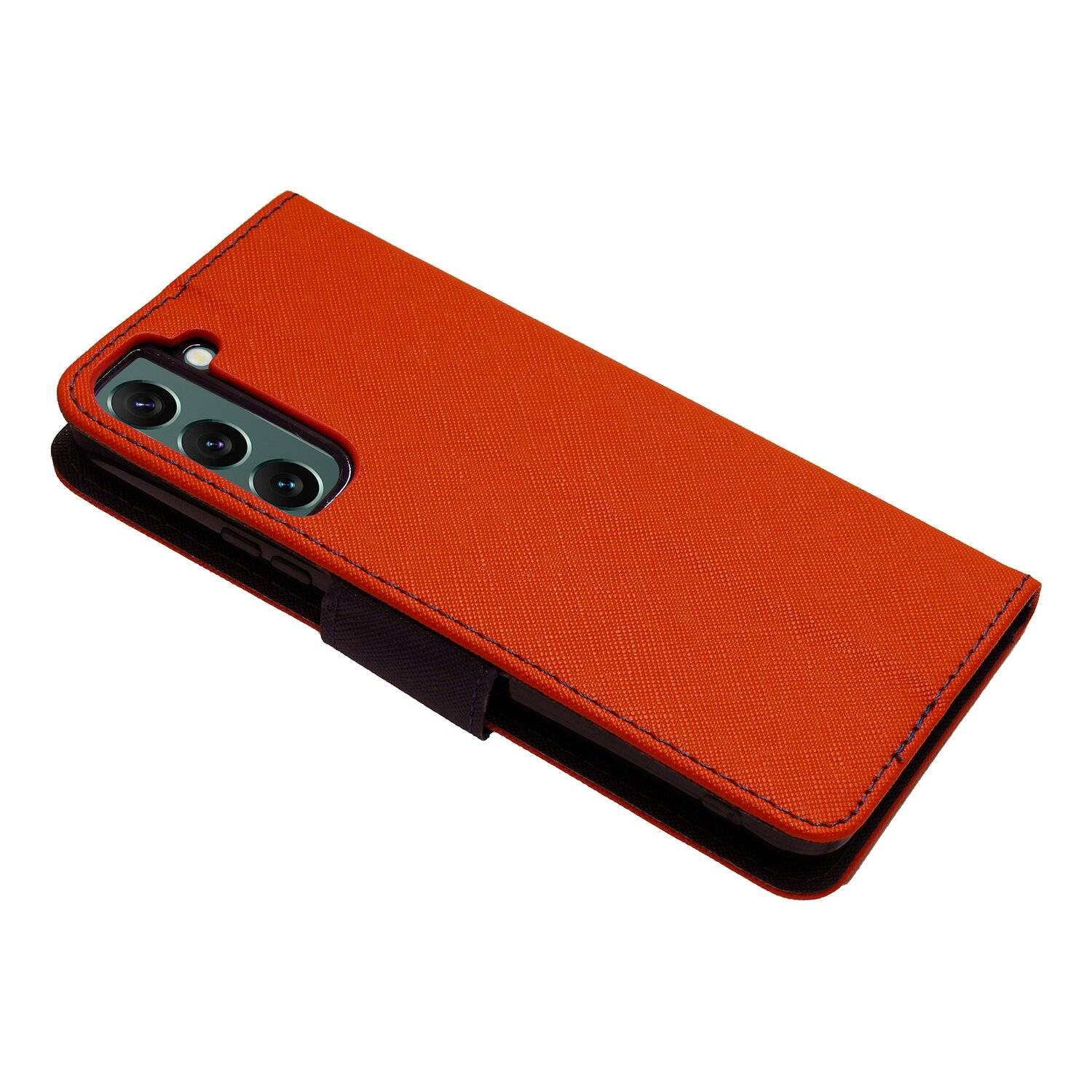 Buch Tasche "Fancy" für SAMSUNG GALAXY S22 PLUS Handy Hülle Etui Schutzhülle mit Standfunktion, Kartenfach Rot-Blau