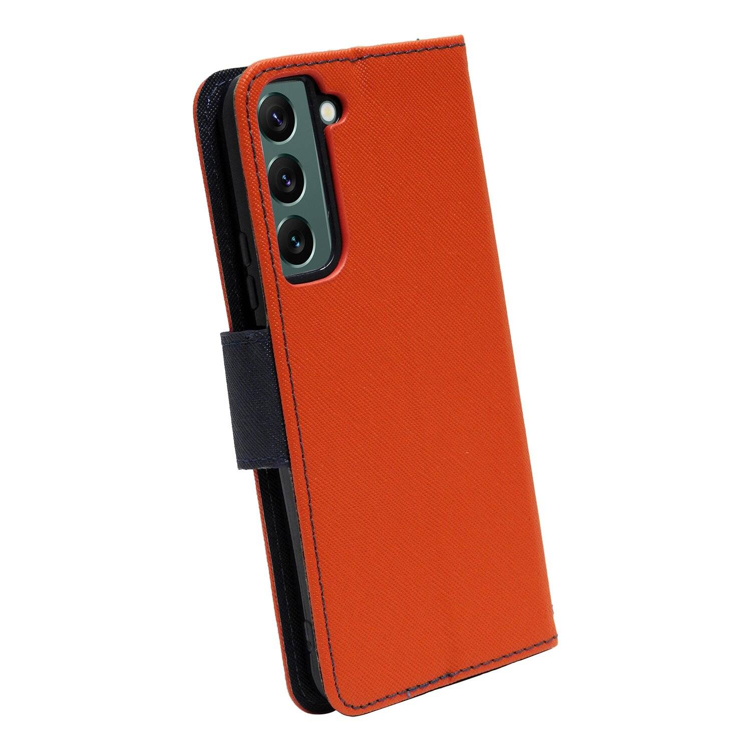 Buch Tasche "Fancy" für SAMSUNG GALAXY S22 PLUS Handy Hülle Etui Schutzhülle mit Standfunktion, Kartenfach Rot-Blau