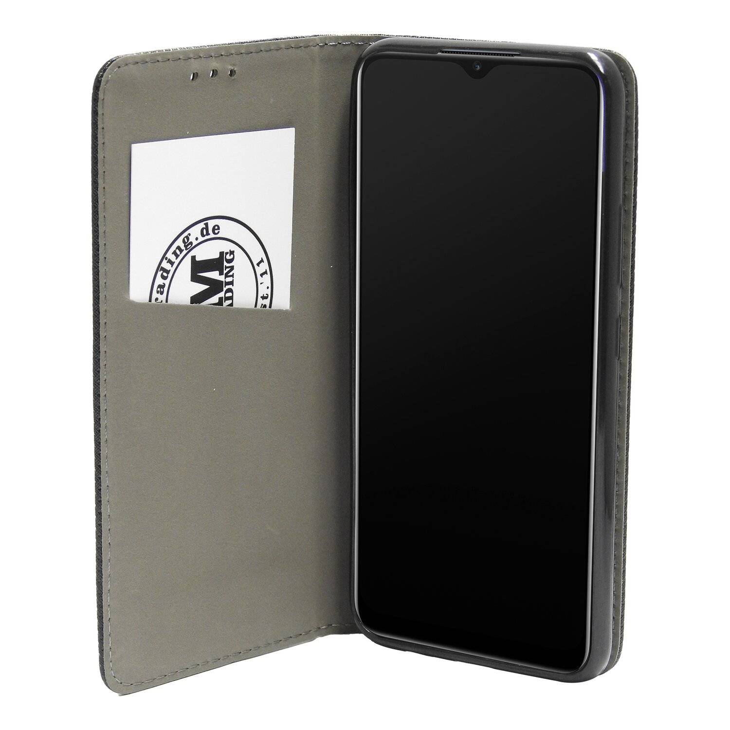 Buch Tasche "Smart" für Realme C21Y Handy Hülle Etui Brieftasche Schutzhülle mit Standfunktion, Kartenfach Schwarz