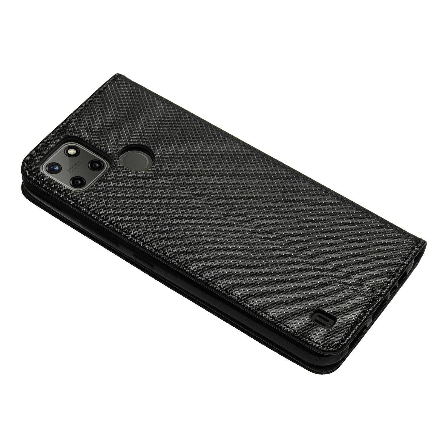 Buch Tasche "Smart" für Realme C21Y Handy Hülle Etui Brieftasche Schutzhülle mit Standfunktion, Kartenfach Schwarz
