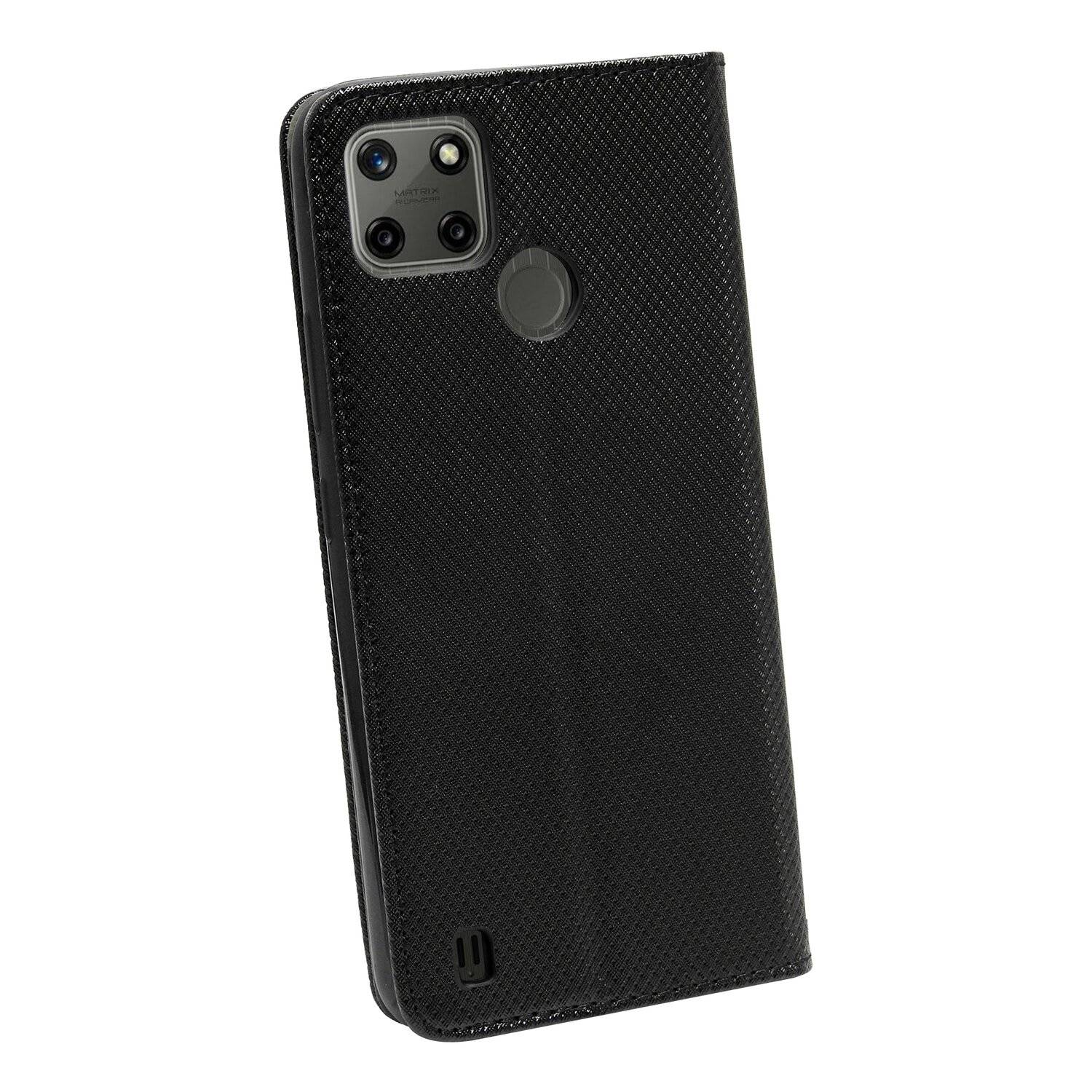 Buch Tasche "Smart" für Realme C21Y Handy Hülle Etui Brieftasche Schutzhülle mit Standfunktion, Kartenfach Schwarz