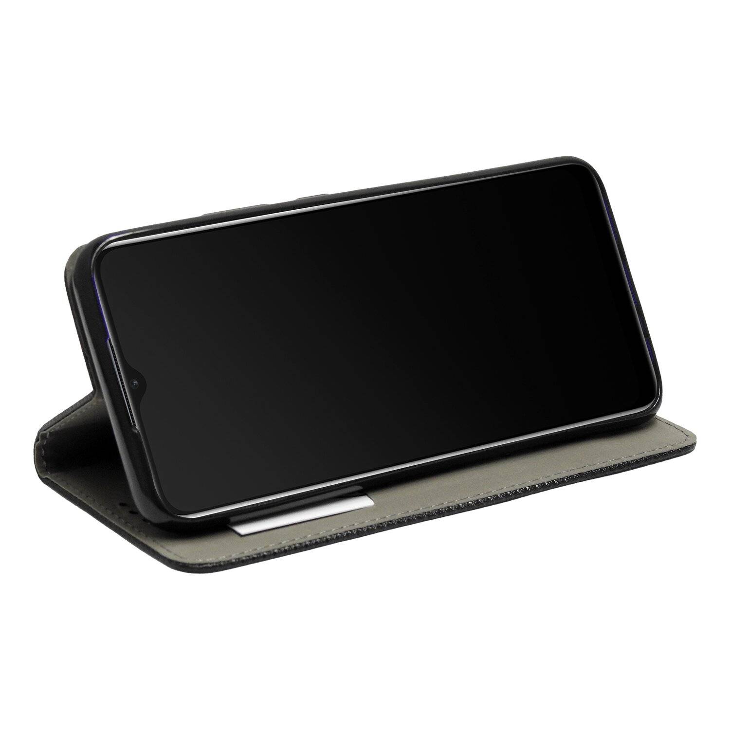 Buch Tasche "Smart" für Realme C25Y Handy Hülle Etui Brieftasche Schutzhülle mit Standfunktion, Kartenfach Schwarz