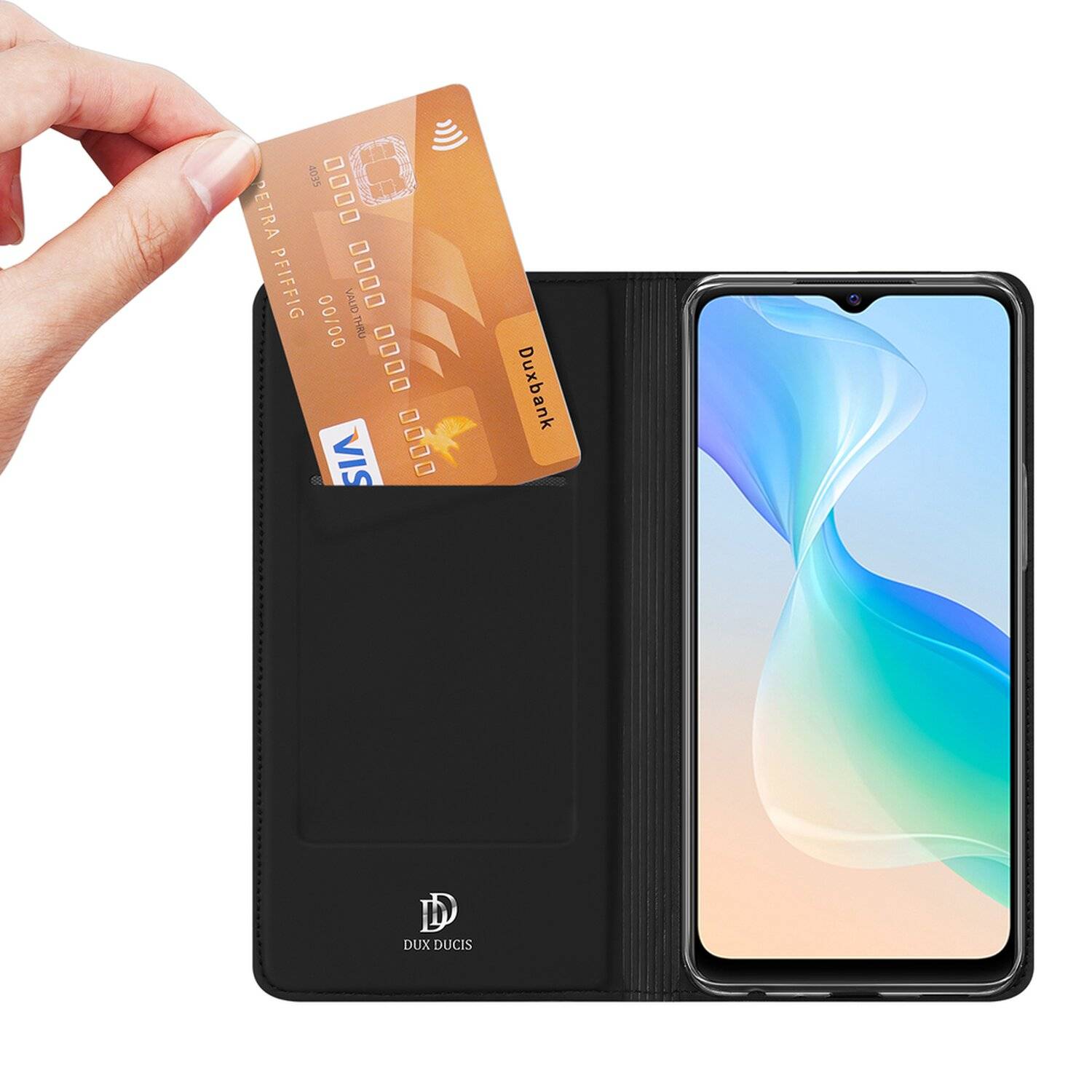 Buch Tasche "Dux Ducis" für Vivo Y21 Handy Hülle Etui Brieftasche Schutzhülle mit Standfunktion, Kartenfach schwarz