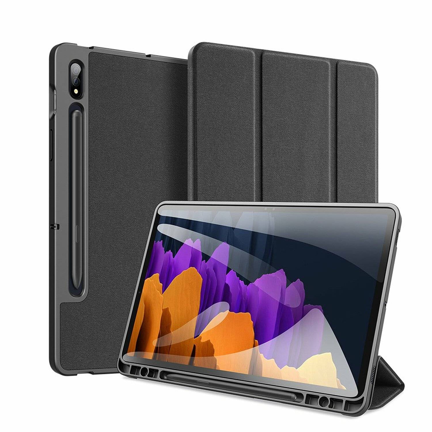 Dux Ducis Tablet Hülle Hartschale mit Smart Sleep Standfunktion für SAMSUNG GALAXY TAB S8 ULTRA (SM-X900) Schwarz