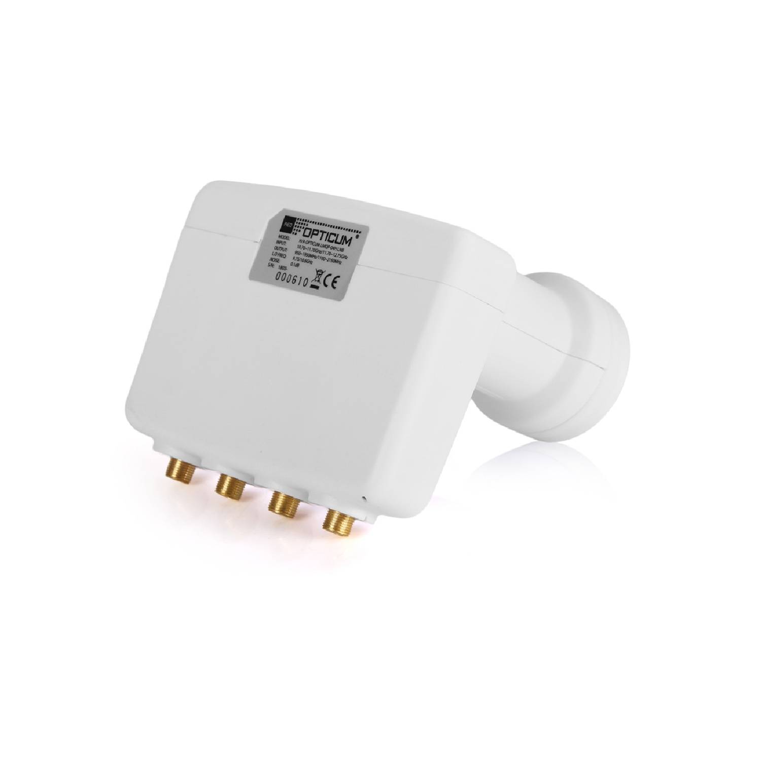 Monoblock Quad LMQP 04H LNB 0.1dB 4 Teilnehmer & 2 Satelliten, DiseqC, inkl. Wetterschutztülle