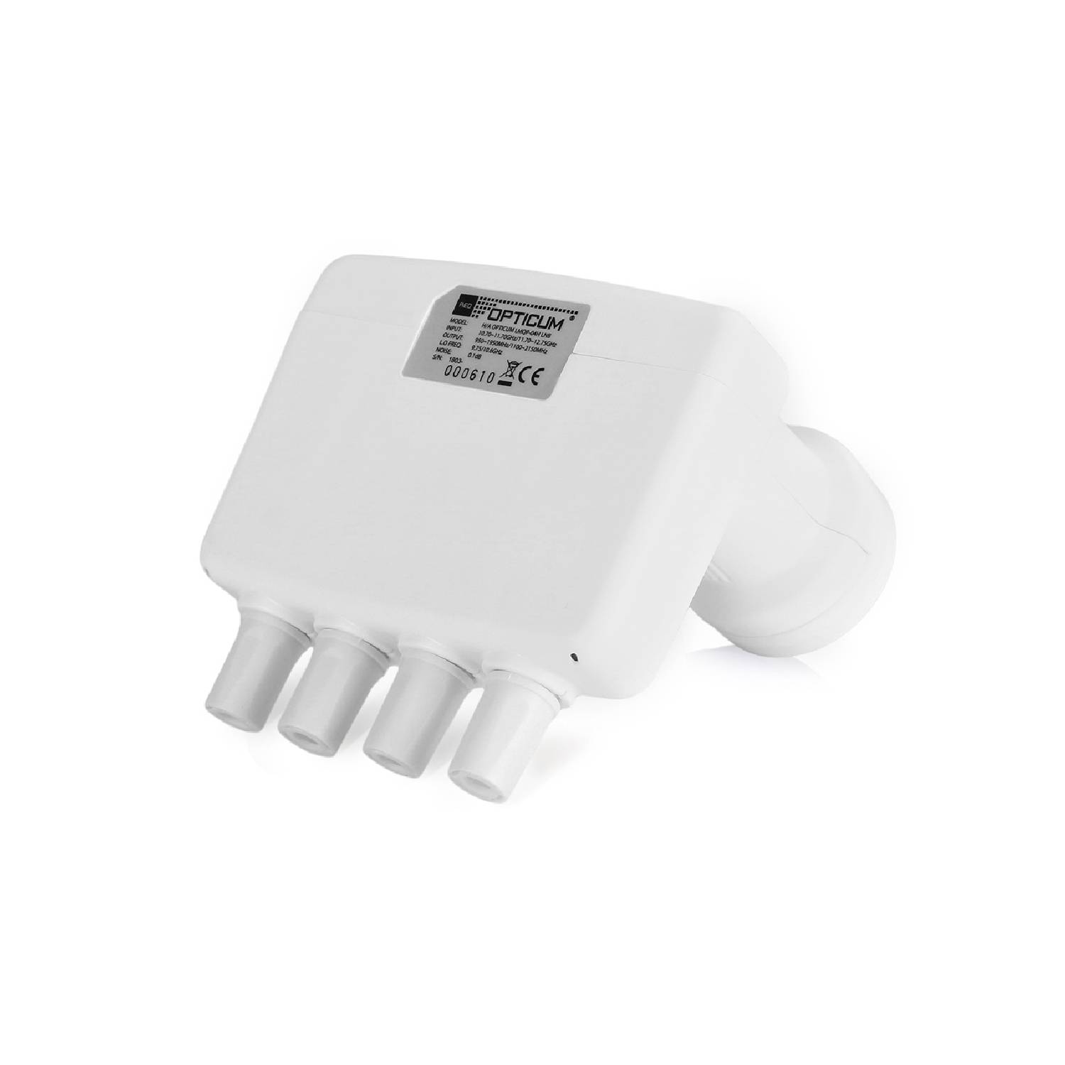 Monoblock Quad LMQP 04H LNB 0.1dB 4 Teilnehmer & 2 Satelliten, DiseqC, inkl. Wetterschutztülle