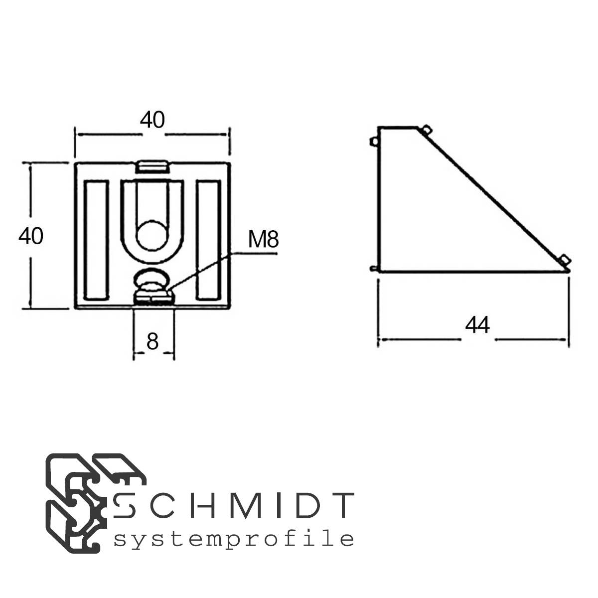 SCHMIDT systemprofile 30x Winkelverbinder 45 Grad Nut 8 4040 Aluminium Winkel Verbinder mit Nutführung Aluprofil-Zubehör