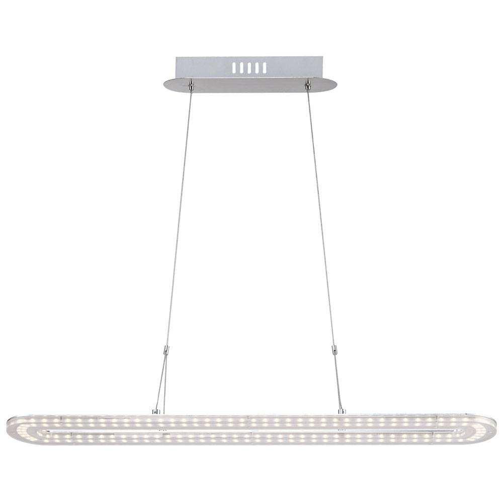 Hängelampe Pendelleuchte Esstischleuchte LED Wohnzimmerlampe Deckenleuchte chrom, Metall Acryl, 1x LED 18W 1260lm warmweiß, HxBxT 120x80x15 cm