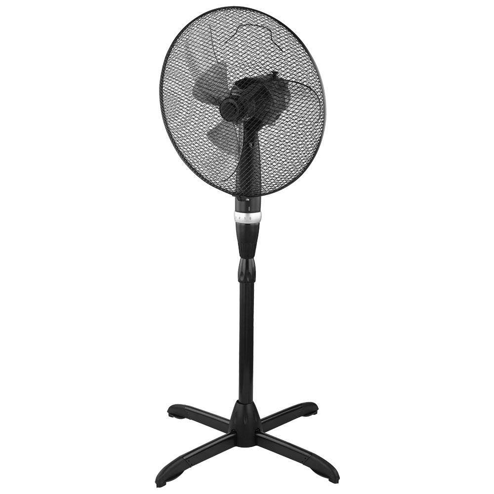 Ventilator Stehventilator Standventilator Kühler Lüfter, 3 Stufen höhenverstellbar oszillierend, Chrom Metall schwarz, 55 Watt, LxBxH 62x43x135cm