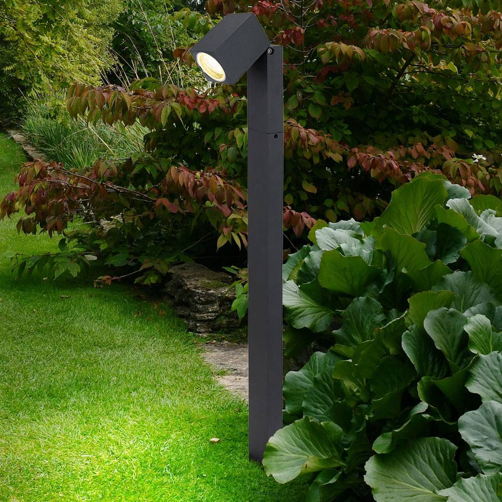 Wegeleuchten Außen anthrazit Garten Stehlampe Aussen Außenleuchte Terrasse stehend, schwenkbar, 1x GU10, LxBxH 11,5x7,2x80 cm
