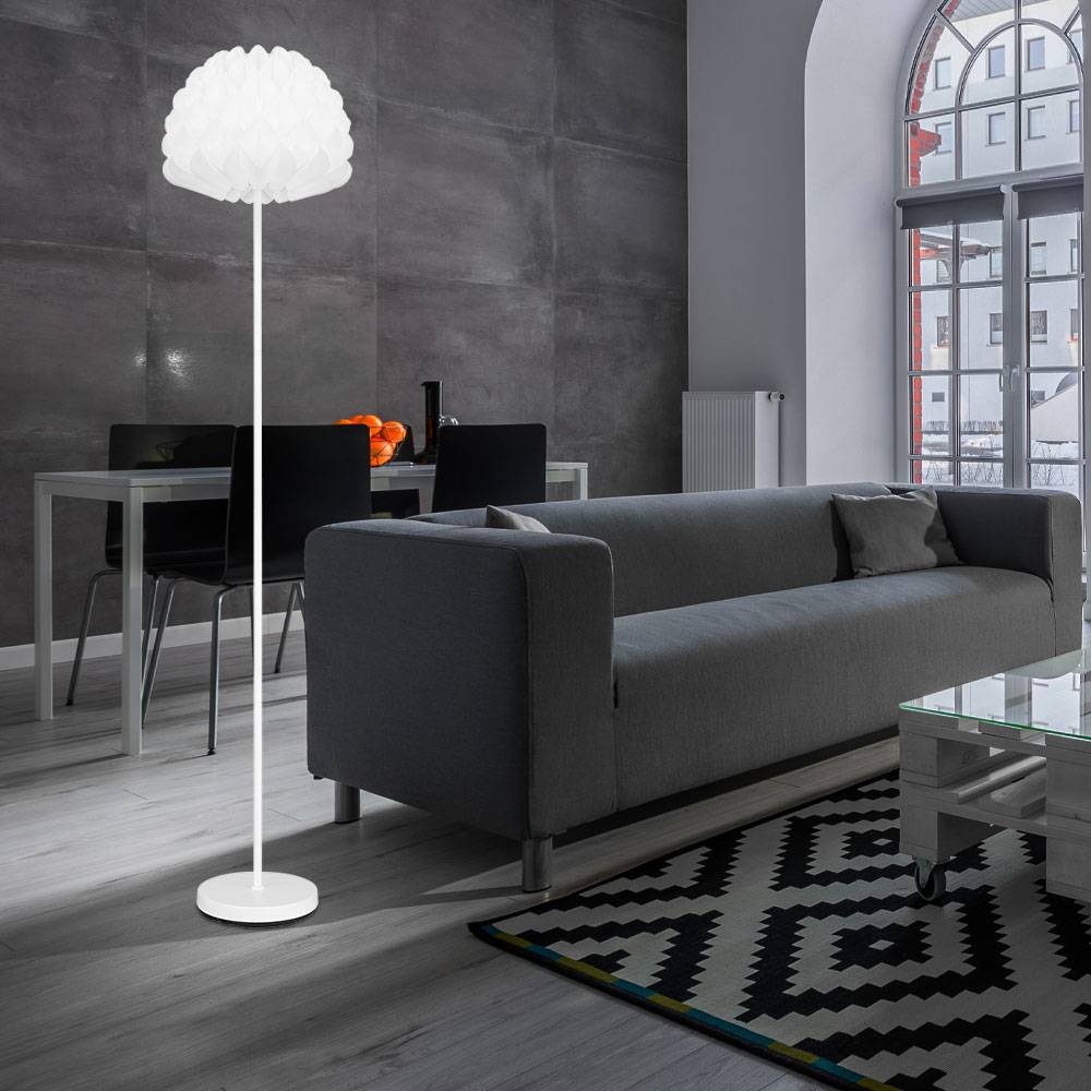 Stehlampe Modern Stehleuchte Fernbedienung dimmbar weiß Stehlampe Wohnzimmer, Fußschalter, Farbwechsel, Metall weiß, 1x RGB LED 9W 806Lm, DxH 37x16