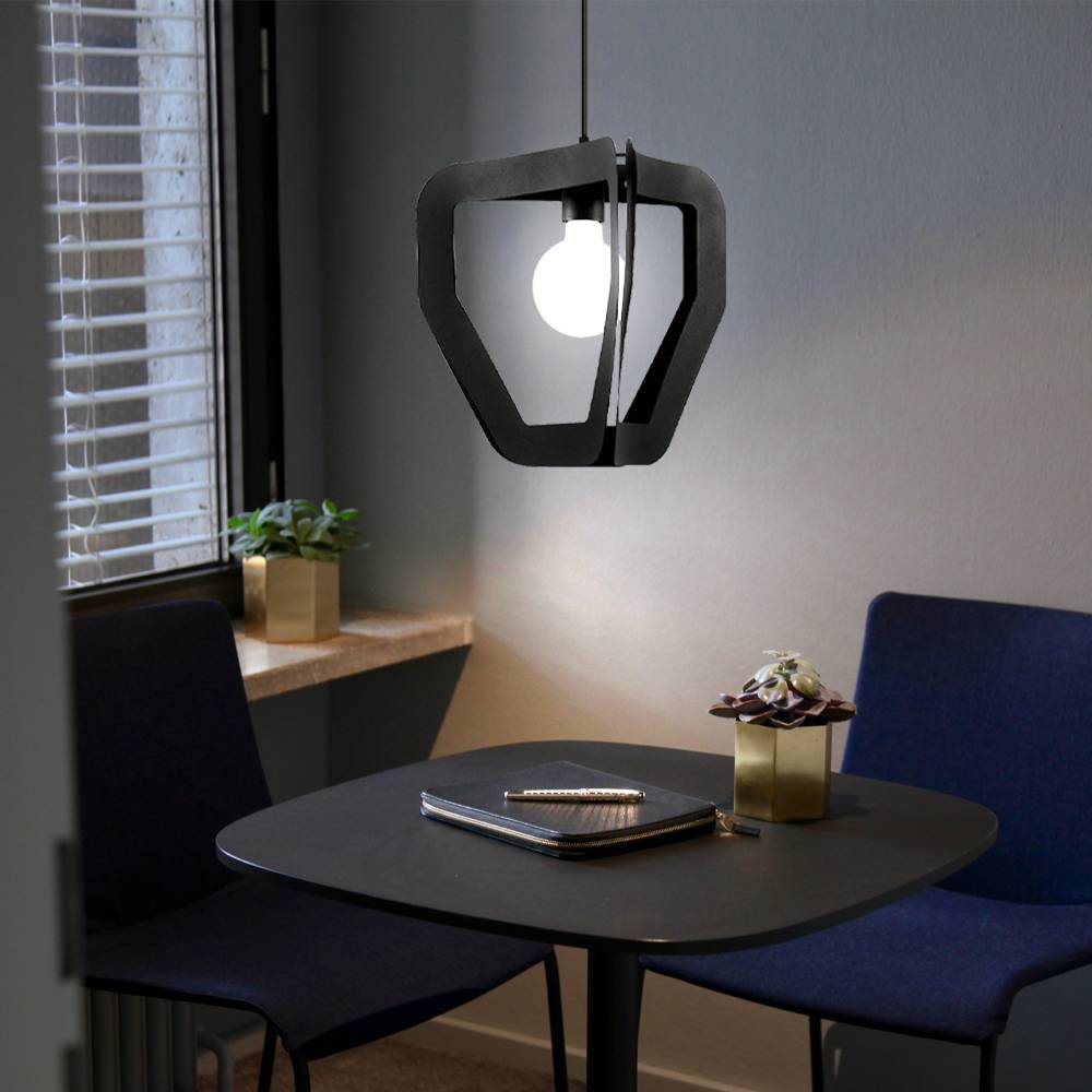 Hängeleuchte Fernbedienung Retro Pendelleuchte schwarz Wohnzimmerleuchte Pendellampe dimmbar, Stahl schwarz, 1x RGB LED 9W 806Lm, LxBxH 35x32x120 cm