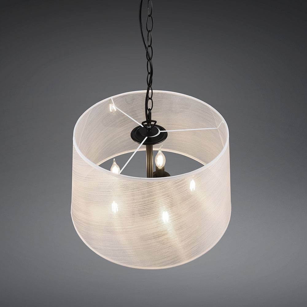 Pendelleuchte Kronleuchter Schirmleuchte Lüster Hängelampe Wohnzimmer, 5 flammig Metall schwarz matt weiß, 5x E14 Fassungen, DxH 50x150 cm