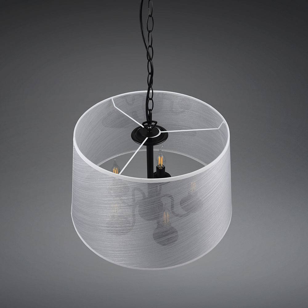 Pendelleuchte Kronleuchter Schirmleuchte Lüster Hängelampe Wohnzimmer, 5 flammig Metall schwarz matt weiß, 5x E14 Fassungen, DxH 50x150 cm