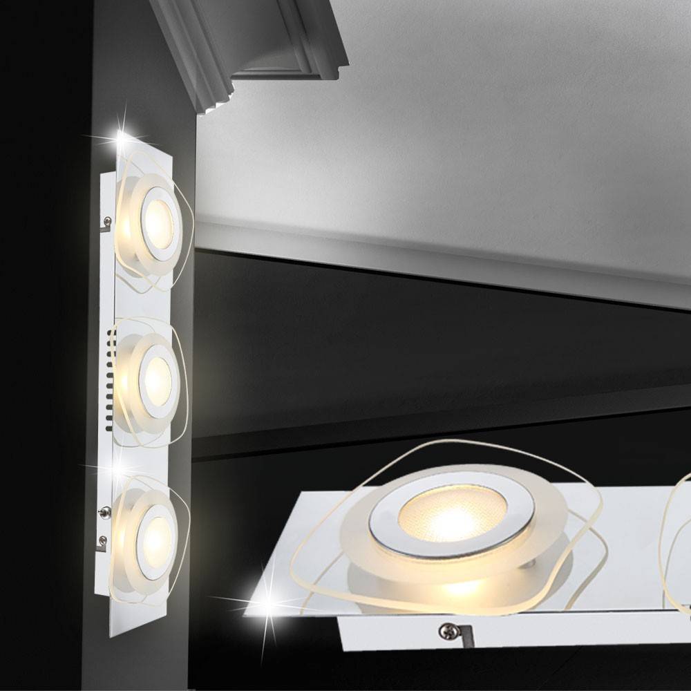 LED 9 Watt Wand Leuchte Glas klar satiniert Chrom Ring Beleuchtung