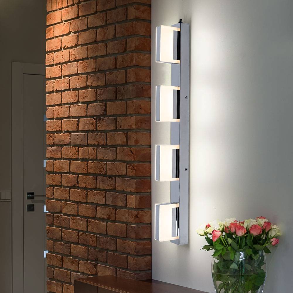 LED Wand Strahler Leuchte Chrom Lampe satiniert Wohn Schlaf Zimmer Beleuchtung