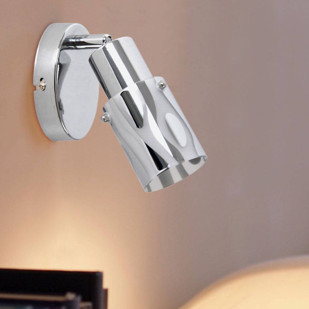 Wandlampe Wandstrahler Wohnzimmer Spotleuchte mit verstellbarem Spot, Metall Glas satiniert, 1x E14, DxH 10,5x10 cm