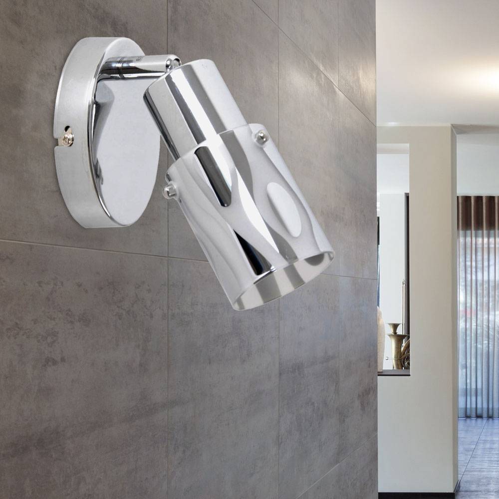 Wandlampe Wandstrahler Wohnzimmer Spotleuchte mit verstellbarem Spot, Metall Glas satiniert, 1x E14, DxH 10,5x10 cm