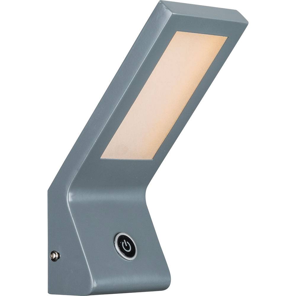 Wandleuchte Lampe Schlafzimmerleuchte Flurleuchte Wohnzimmer, Touchdimmer, Metall Glas opal anthrazit, 1x LED 6W 440Lm 3000K, HxB 22x9 cm
